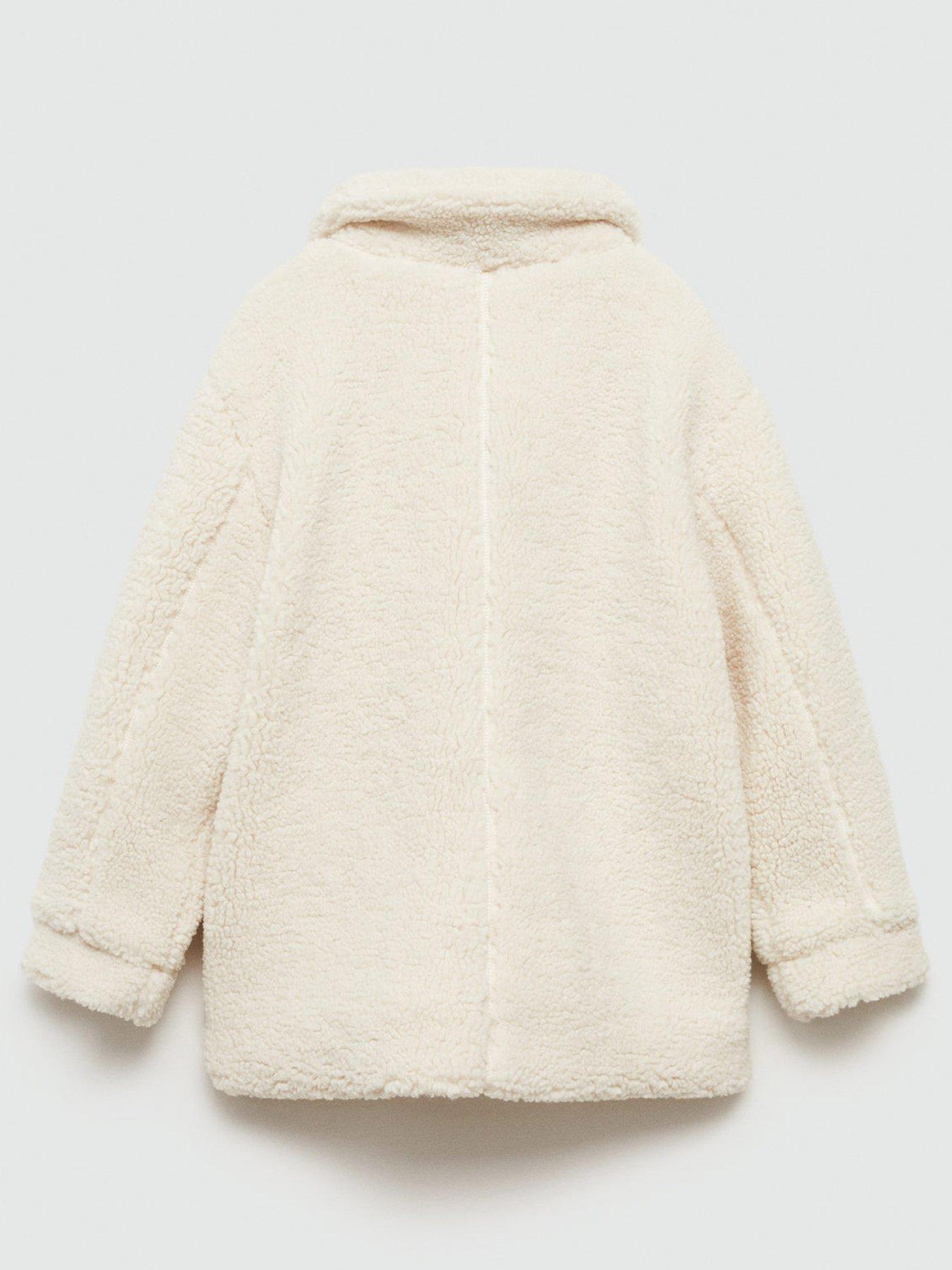 Mango Girls Teddy Fleece Coat Cream Very