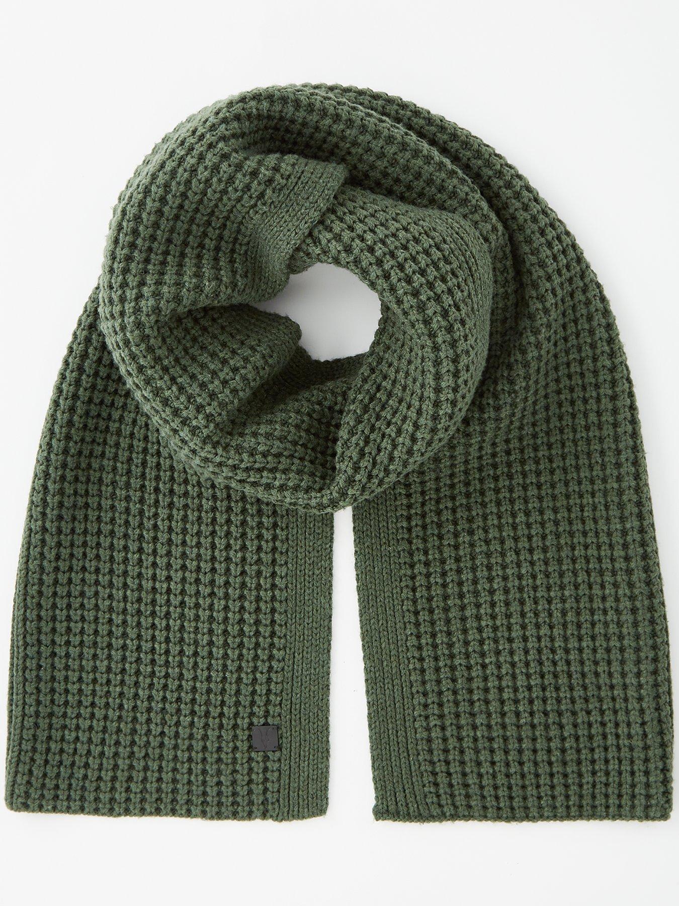 undefined Waffle Stitch Knitted Scarf - Green