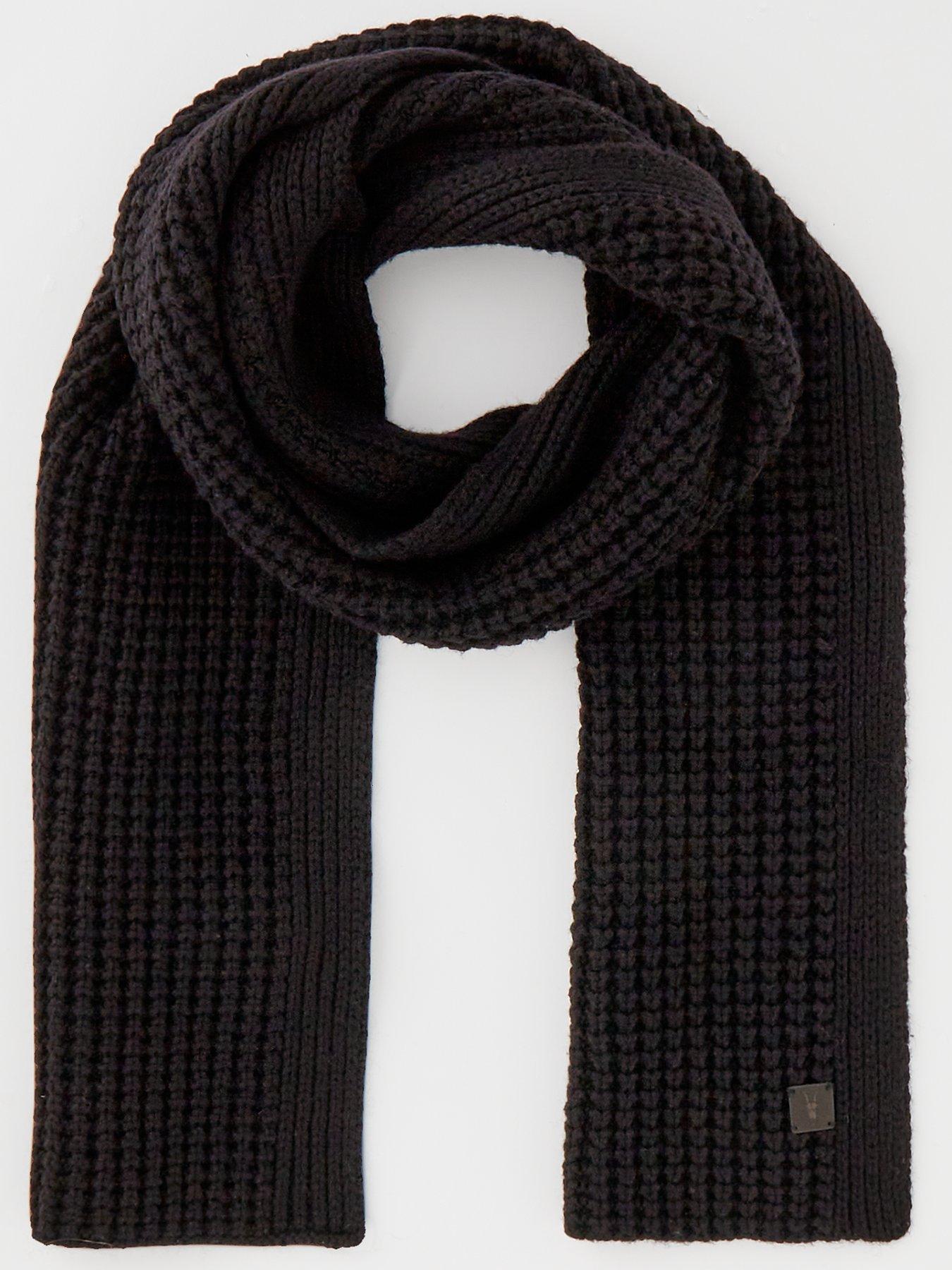 undefined Waffle Stitch Knitted Scarf - Black