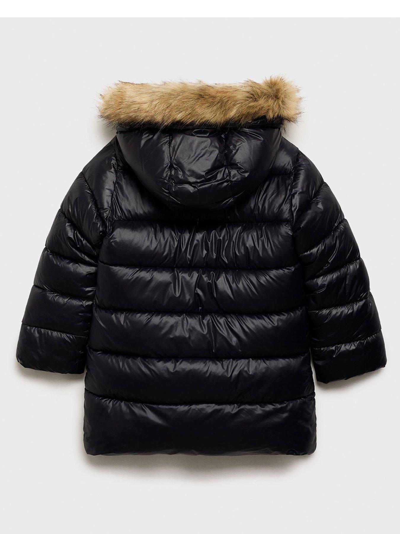 Mango Girls Shine Padded Coat Black Very