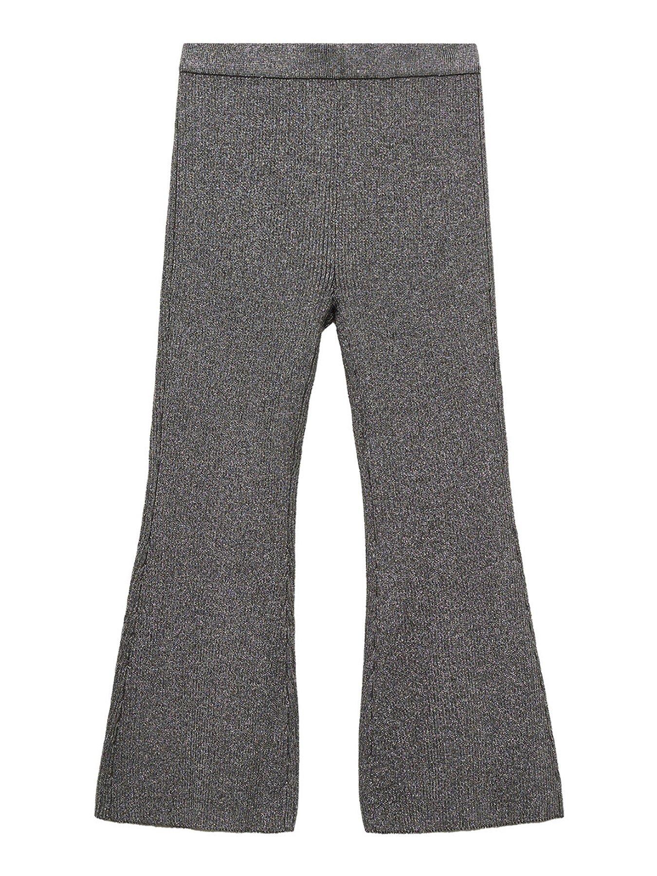 undefined Girls Knitted Flared Trousers - Dark Grey