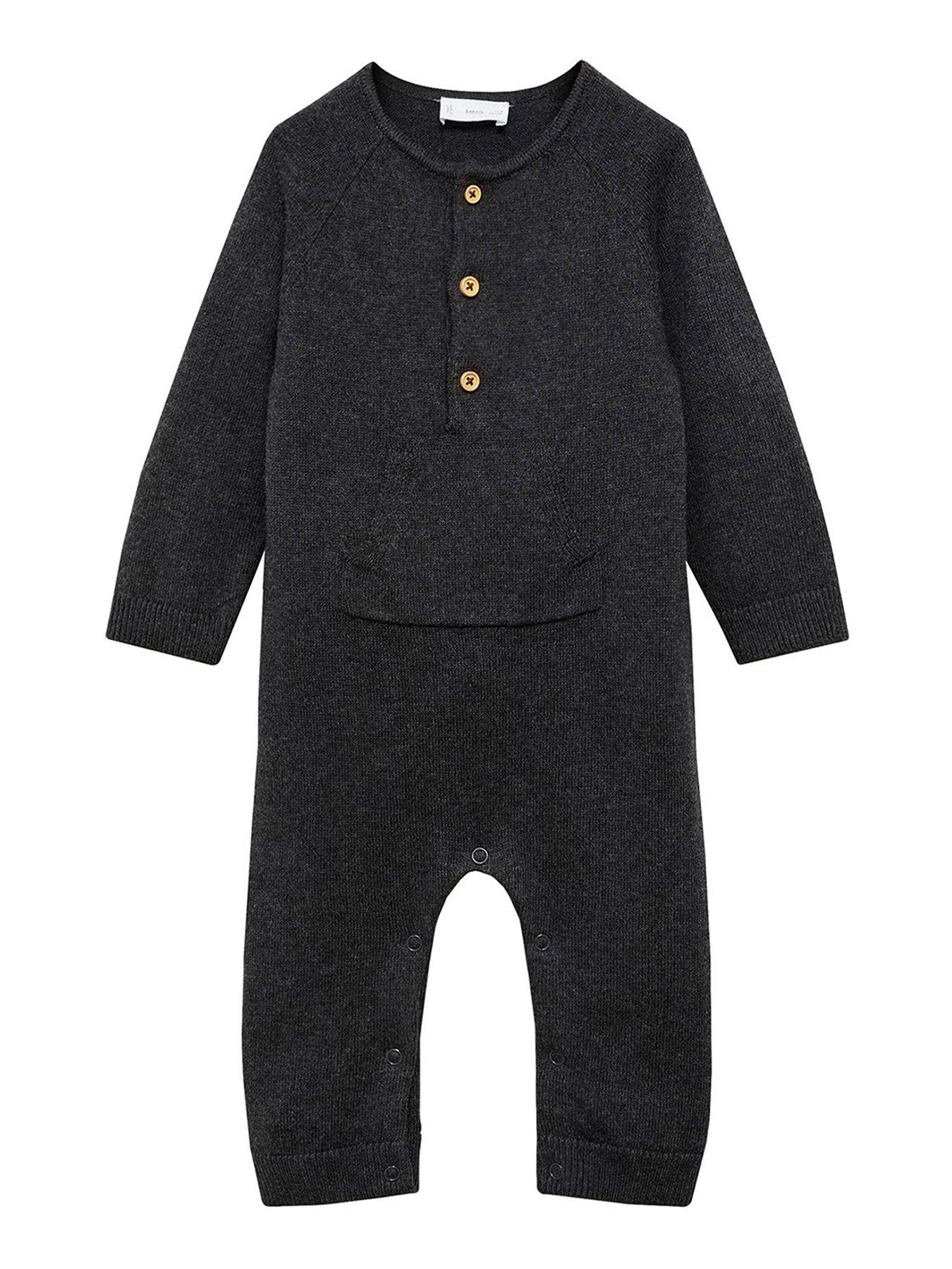 undefined Baby Boys Knitted Romper - Dark Grey