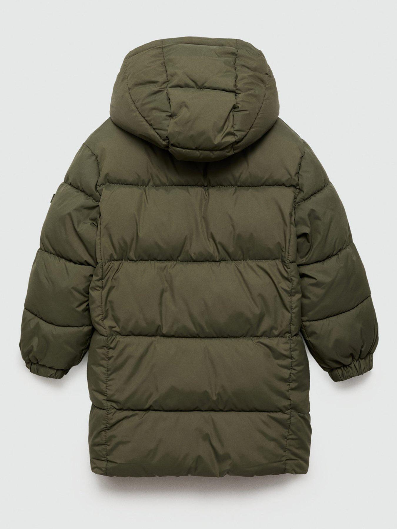 Mango Girls Longer Line Padded Coat Khaki Very