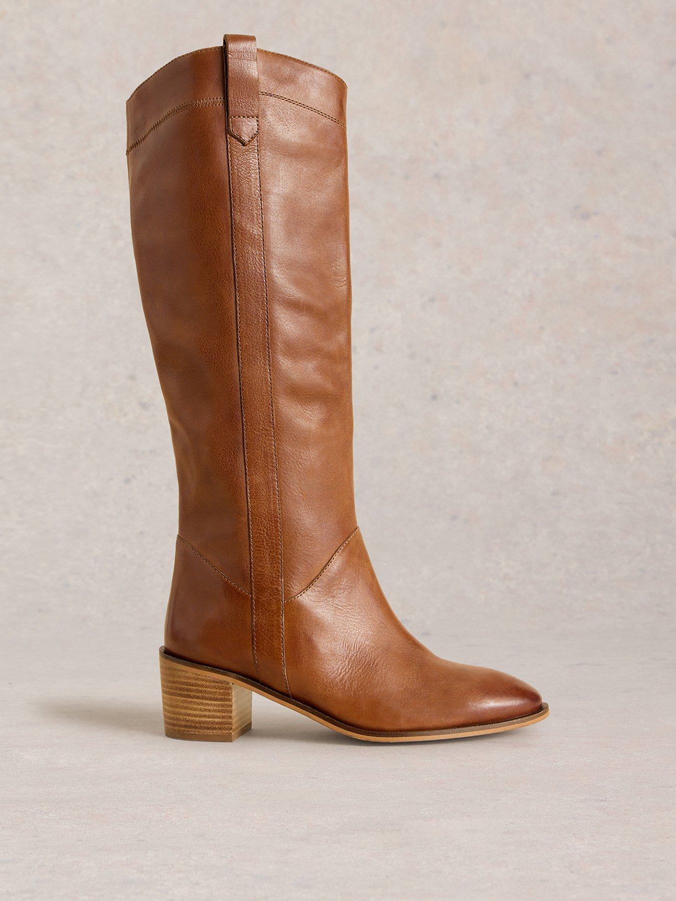 Image 1 of 4 of White Stuff Izzy Leather Knee High Boot - Brown