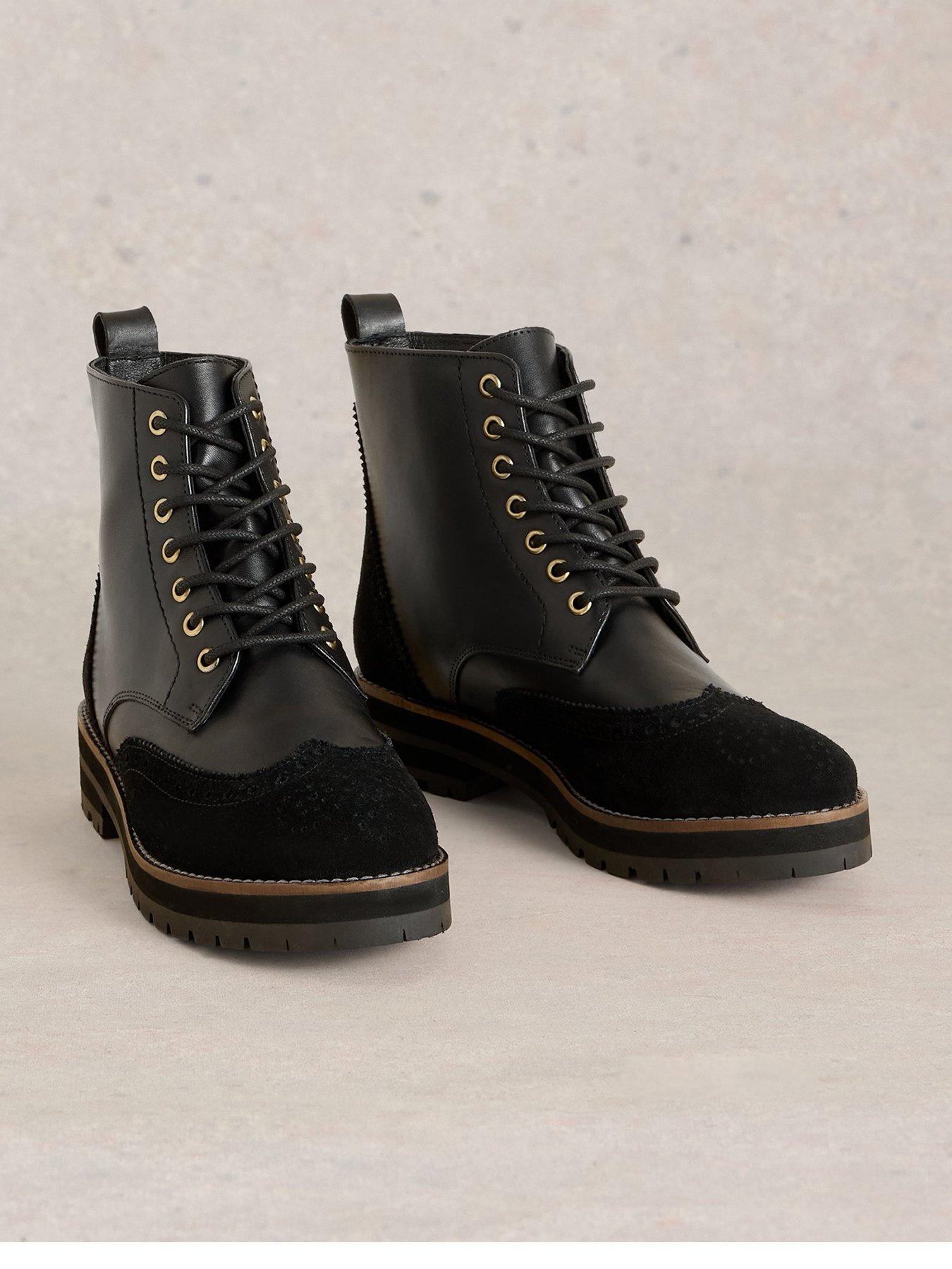 White Stuff Bene Brogue Leather Boot Black Very