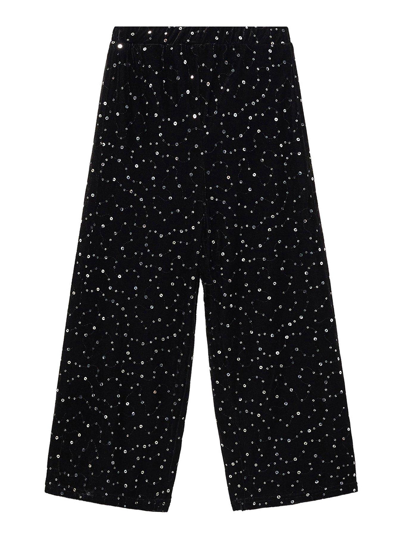 undefined Girls Sequin Velour Trousers - Black