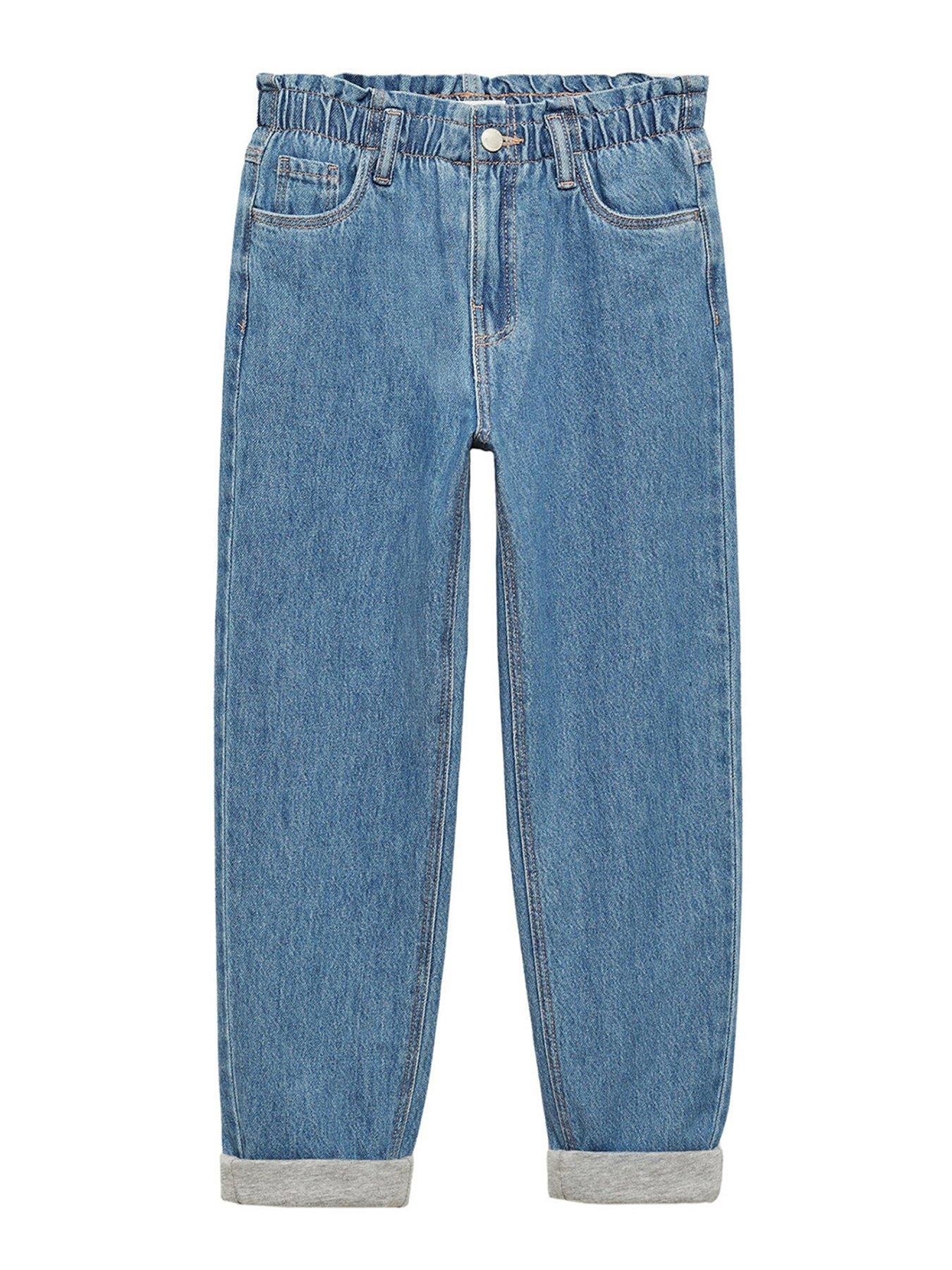 Mango Girls Paperbag Waist Jeans Blue Very