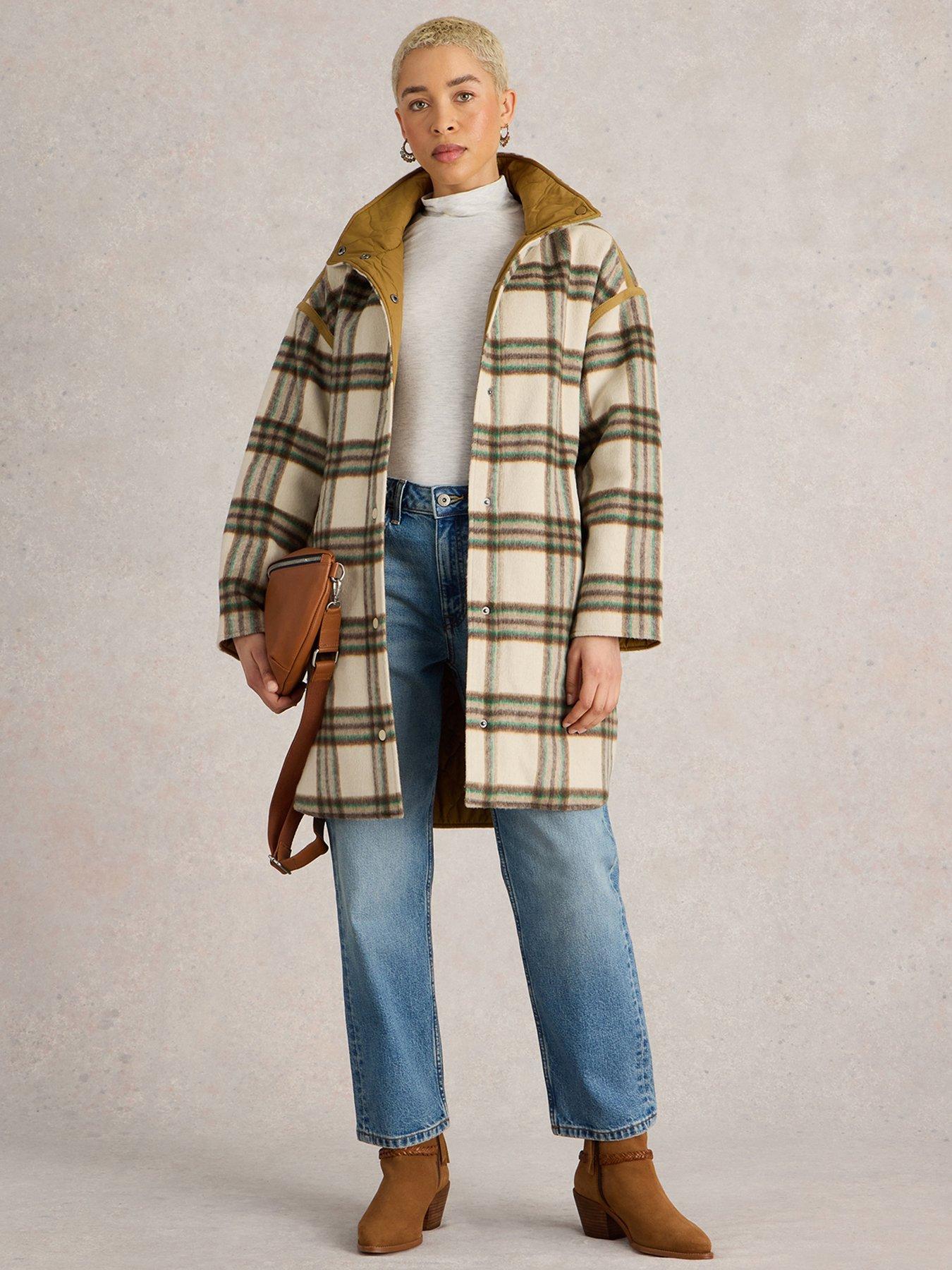 Image 1 of 6 of White Stuff Marlowe Reversible Check Coat - Multi