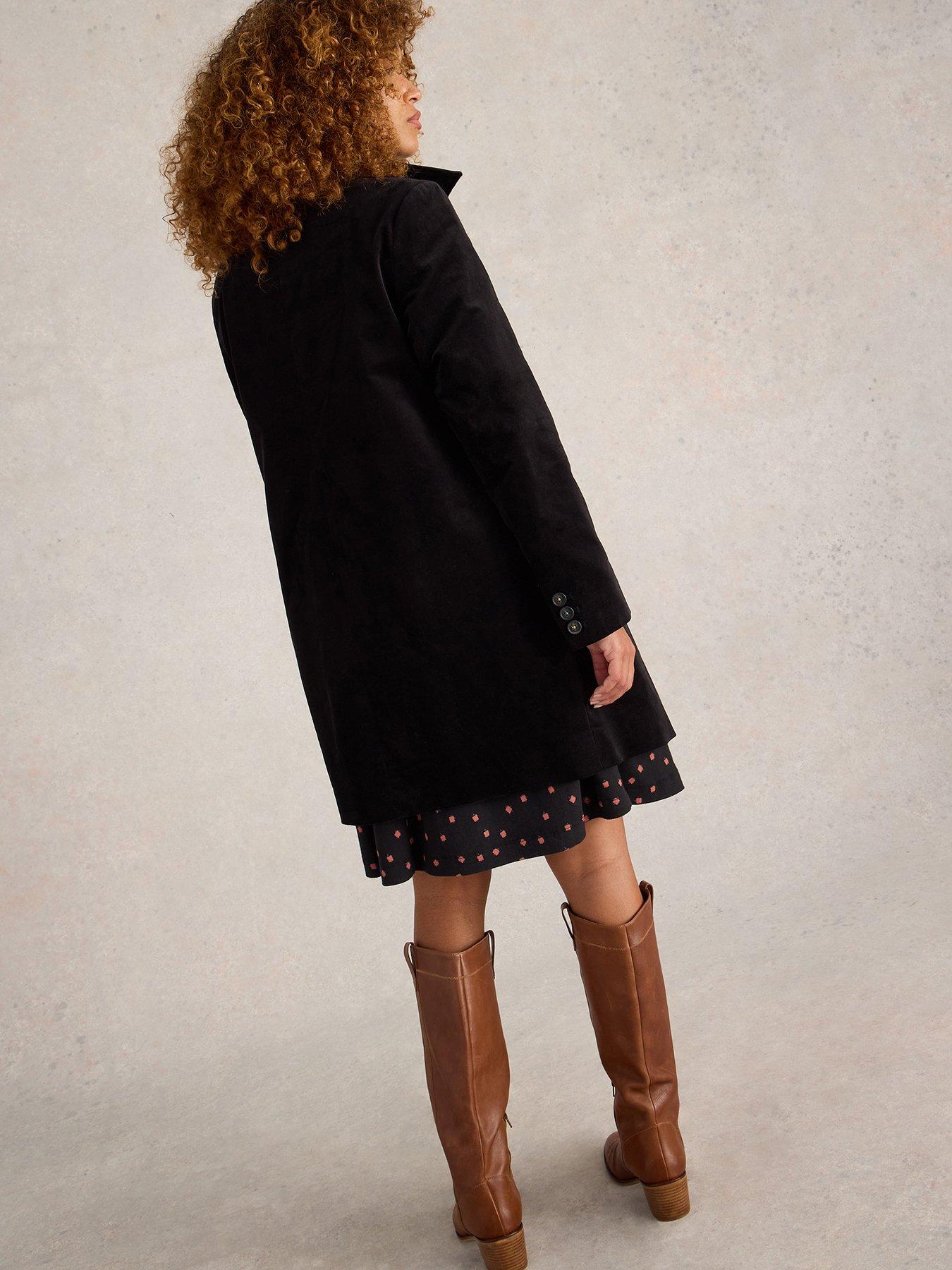 White Stuff Karla Velvet Coat Black Very
