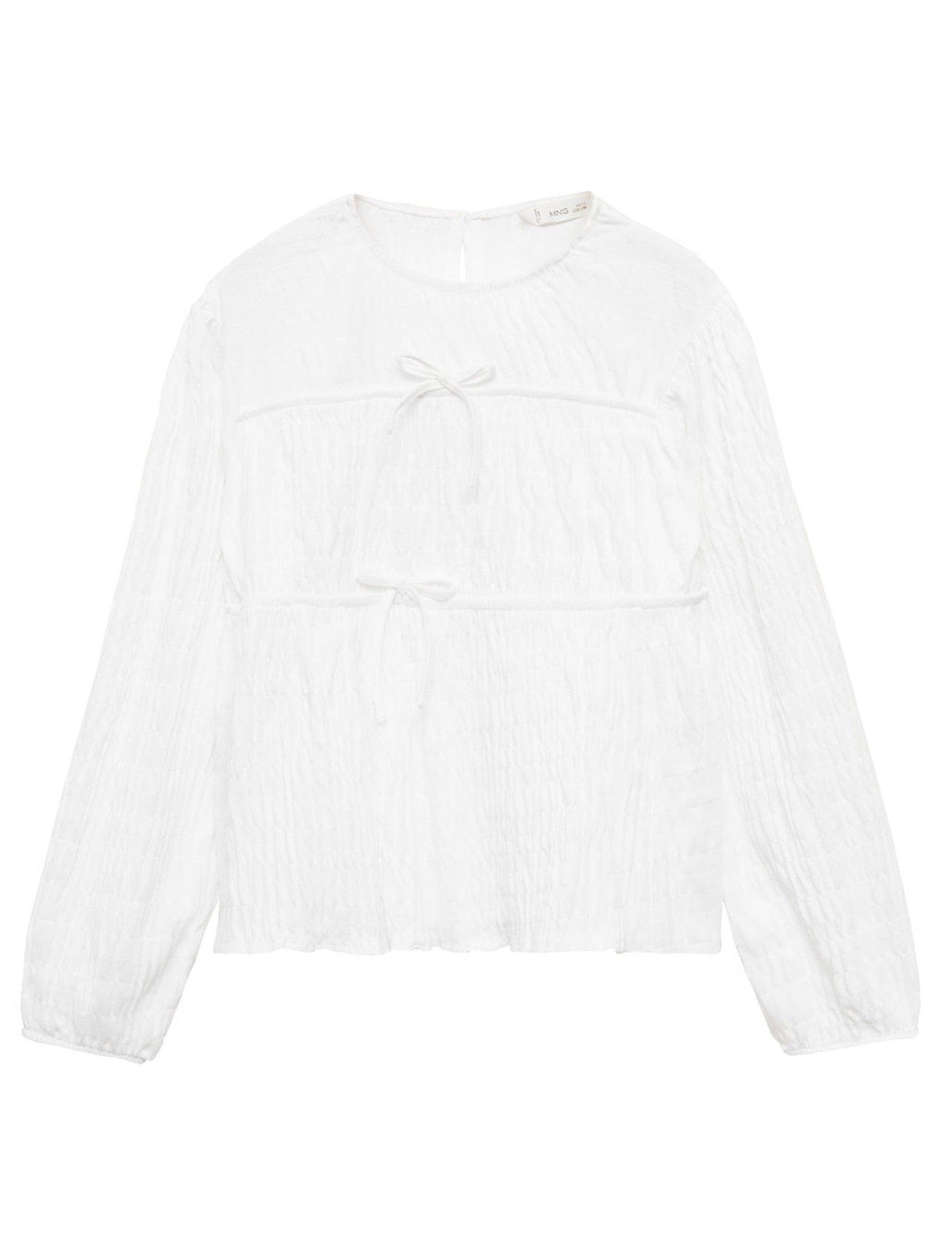 undefined Girls Textured Long Sleeve Tshirt - White