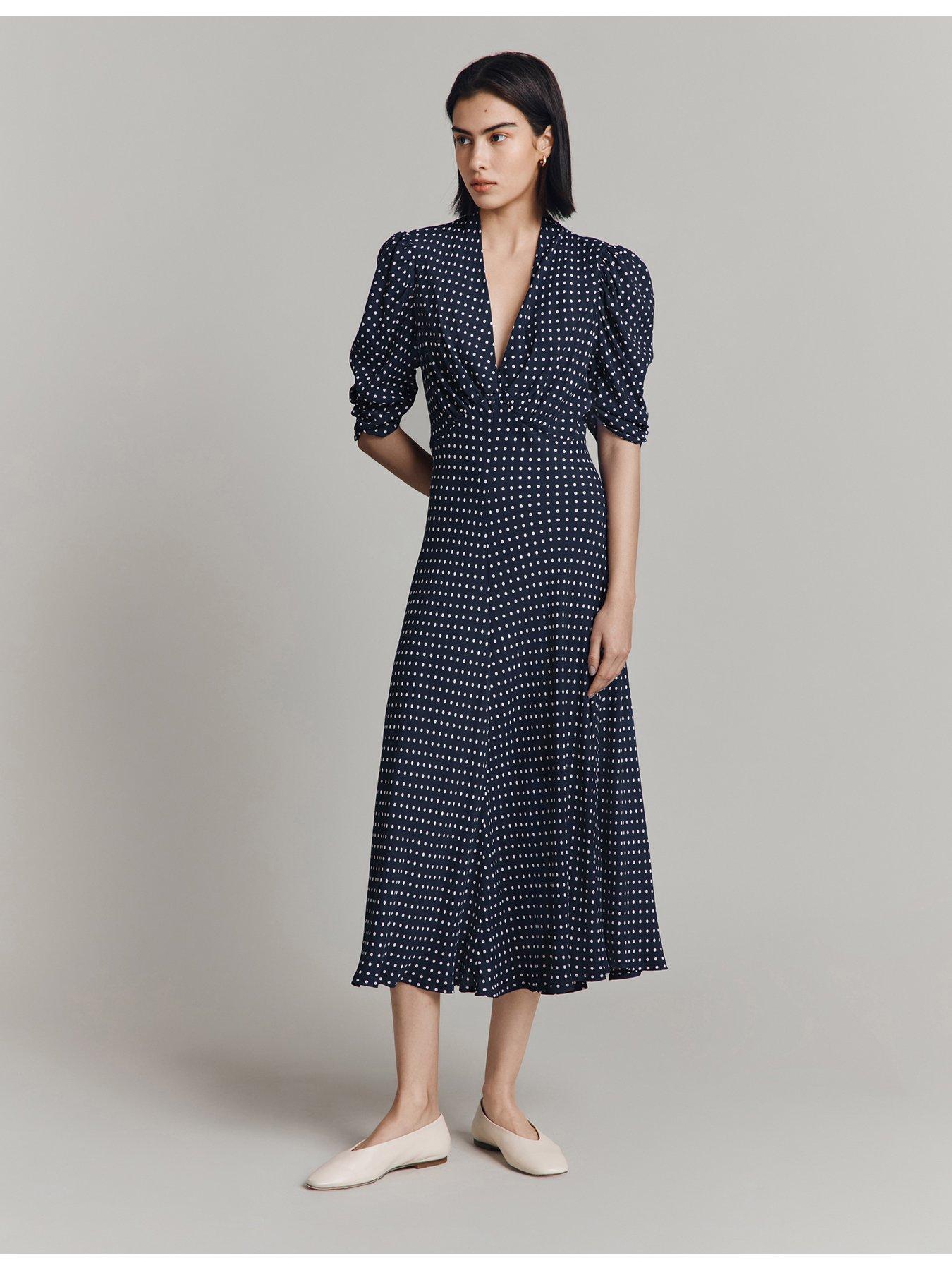 Ghost Madi Dress Navy Spot Very