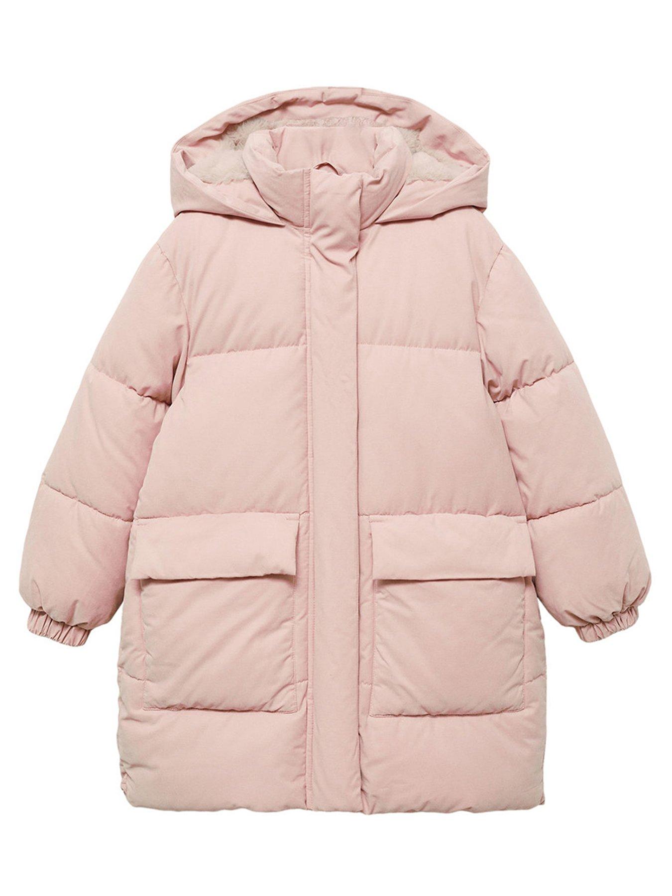 undefined Girls Longline Padded Coat - Pink