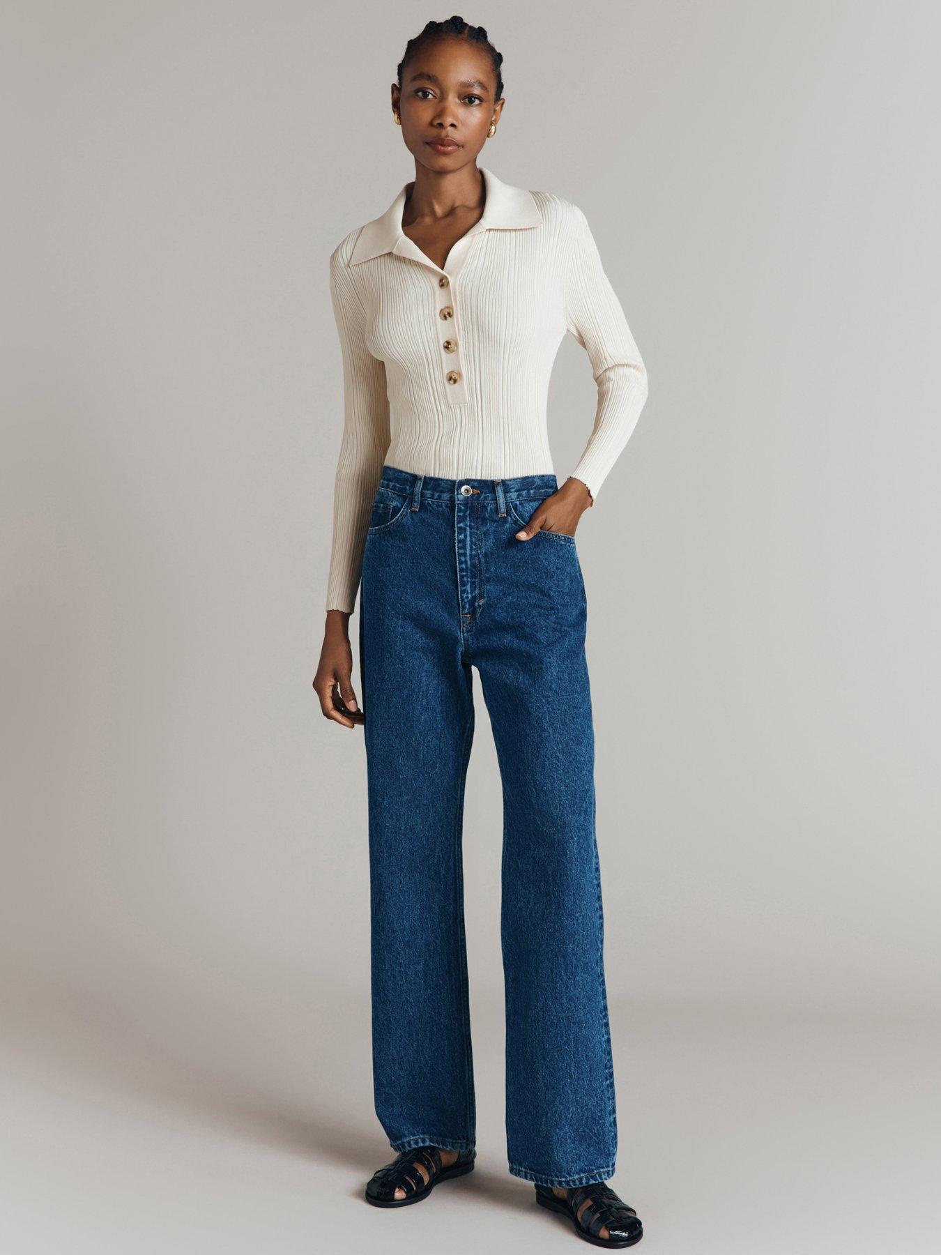 CC SS26 Wide-Leg Jeans with Logo Trim Light Blue Cotton 350939