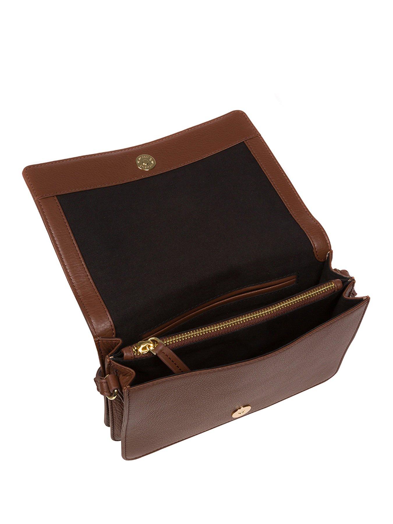Image 4 of 5 of Pure Luxuries London Gwen Dark Tan Nappa Leather Cross Body Bag