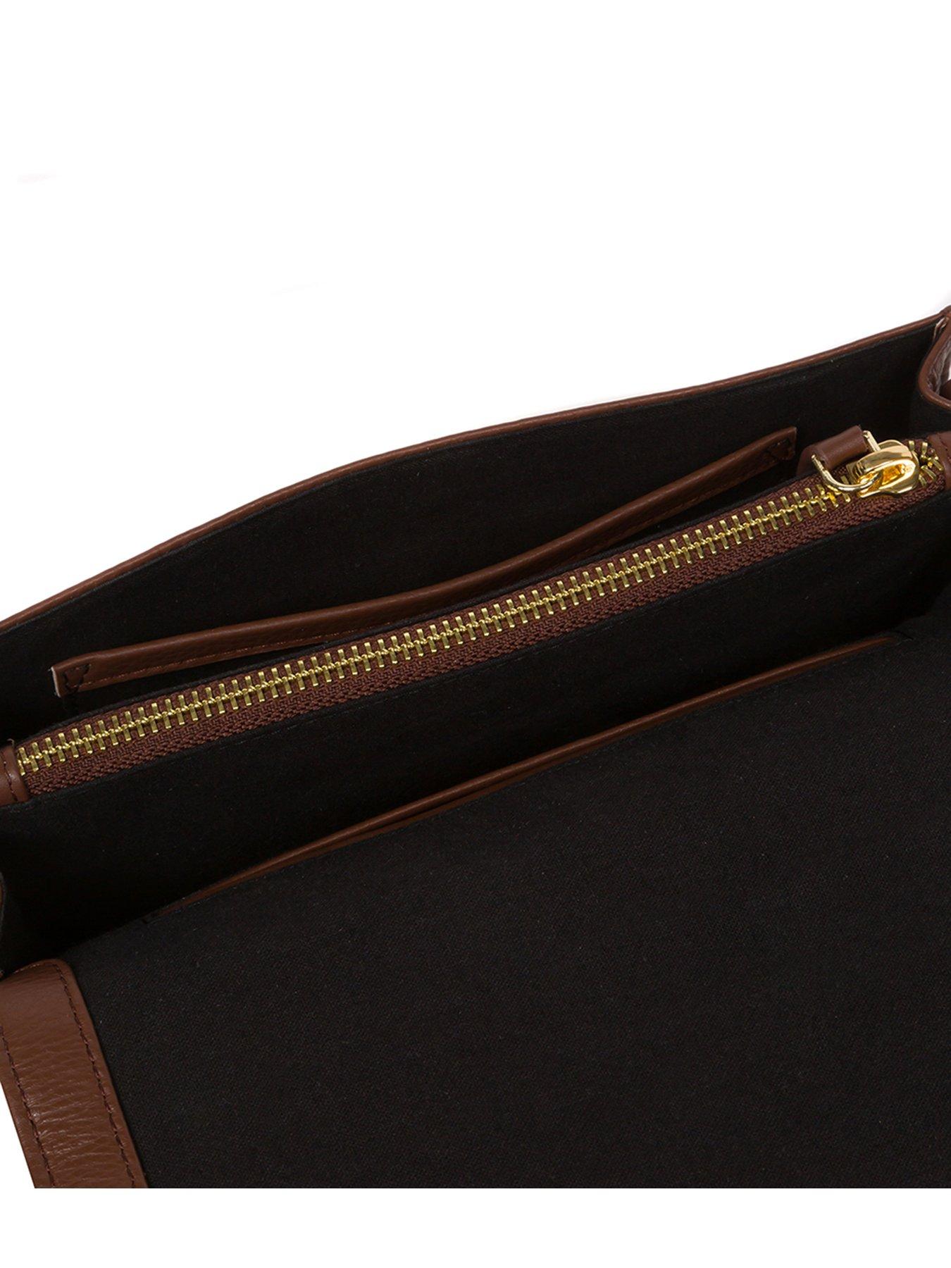 Image 5 of 5 of Pure Luxuries London Gwen Dark Tan Nappa Leather Cross Body Bag