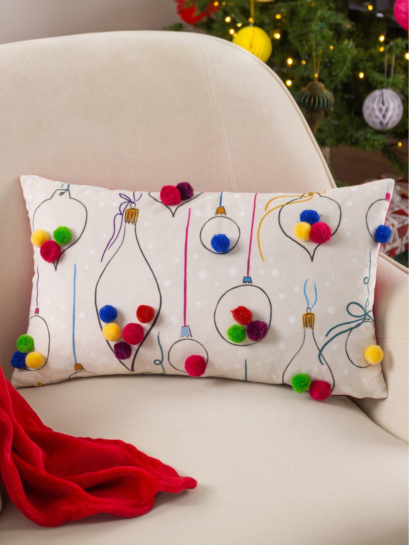 Product photograph of Heya Home Festive-val Baubles Cushion from very.co.uk