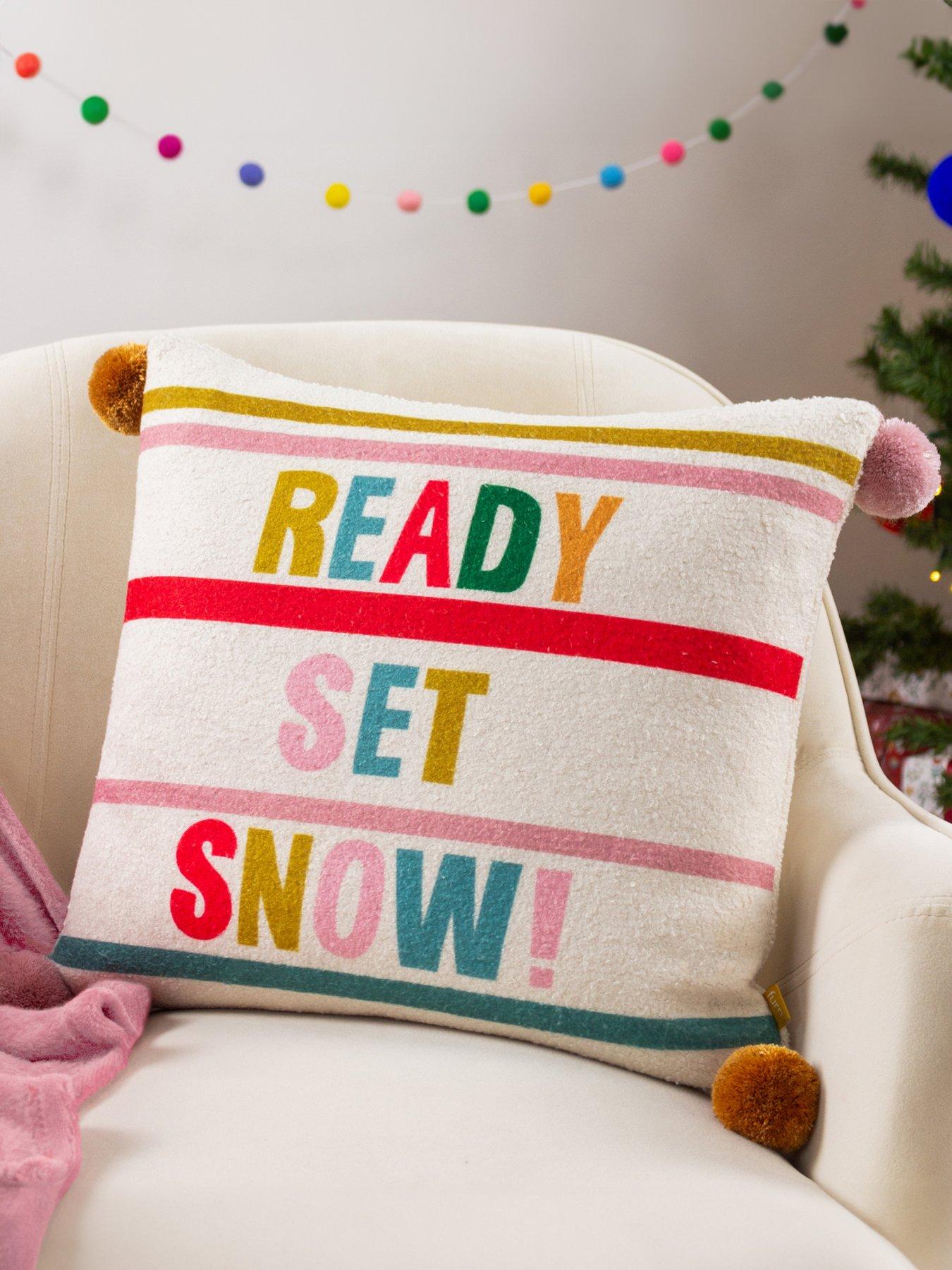 Product photograph of Furn Ready Set Snow Christmas Cushion from very.co.uk