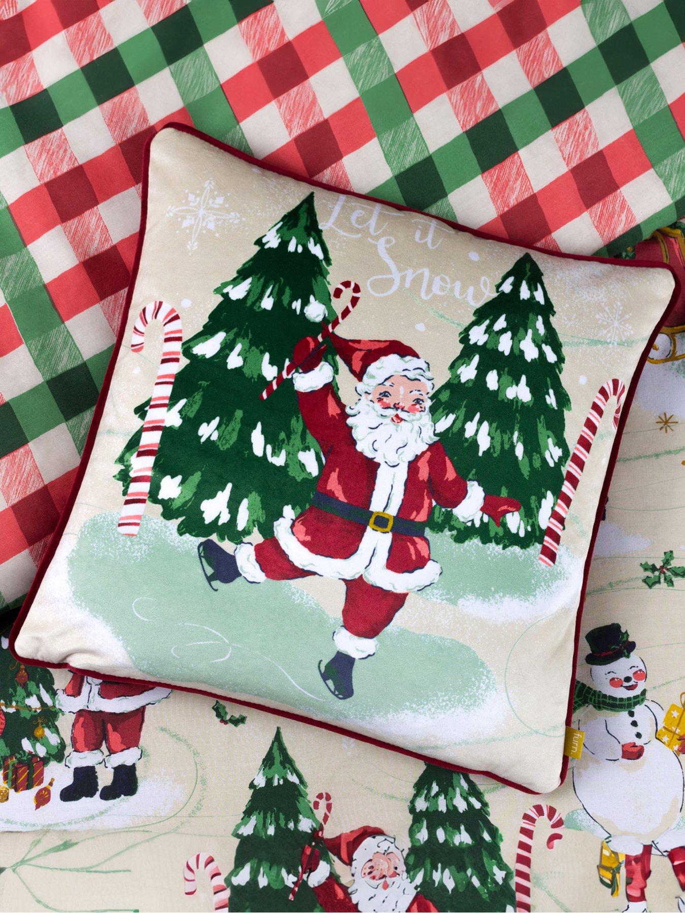 Product photograph of Furn Jolly Santa Let It Snow Cushion from very.co.uk