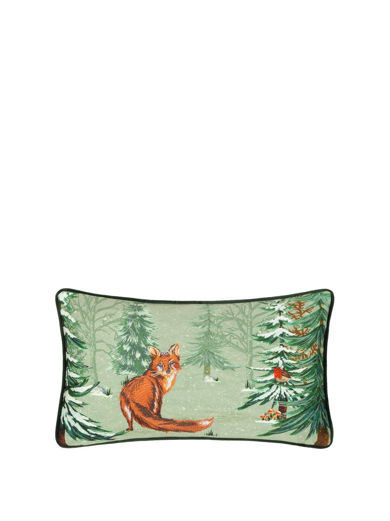 Product photograph of Furn Lodge Wood Fox Cushion from very.co.uk