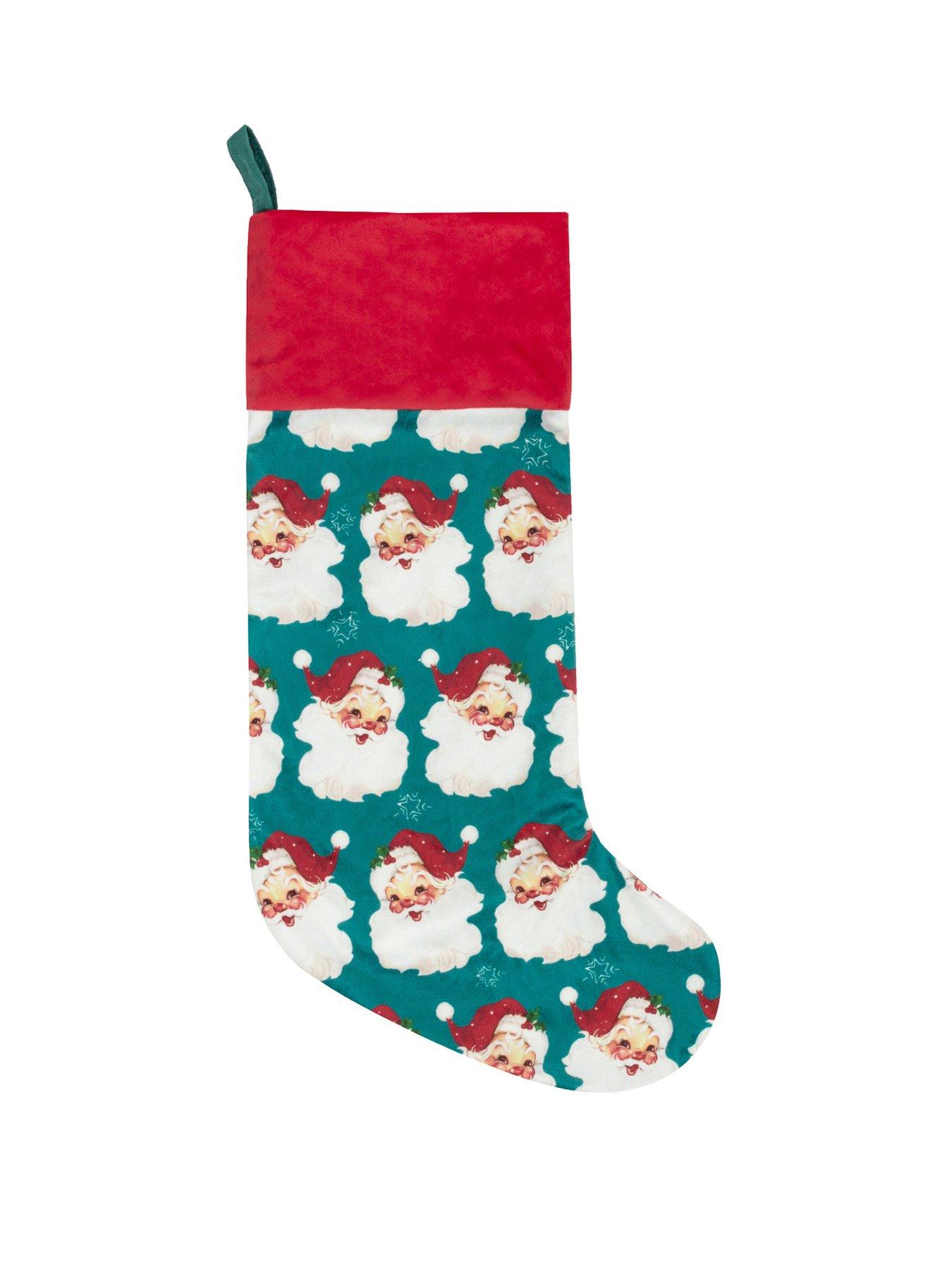 Product photograph of Evans Lichfield Vintage Santa Teal Stocking from very.co.uk