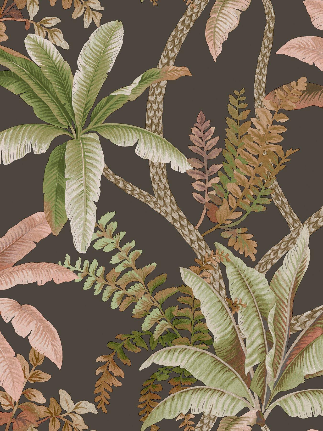 Image 2 of 5 of Holden Decor Trailing Palm Wallpaper in Charcoal