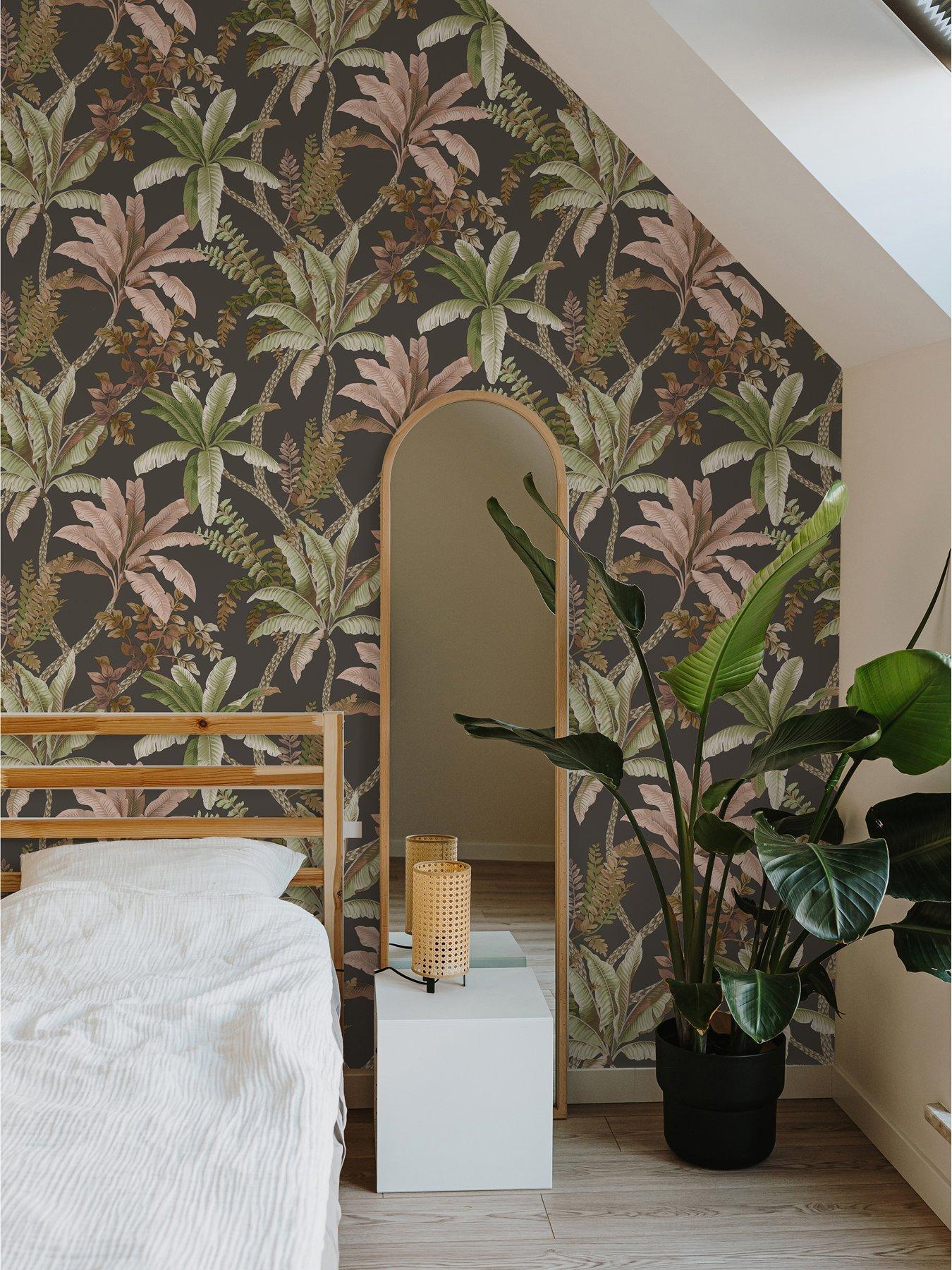 Image 3 of 5 of Holden Decor Trailing Palm Wallpaper in Charcoal