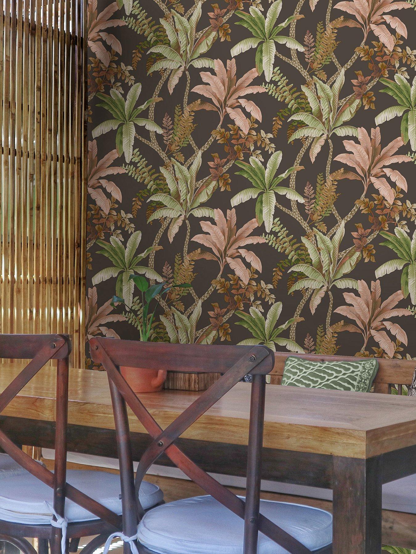 Image 4 of 5 of Holden Decor Trailing Palm Wallpaper in Charcoal