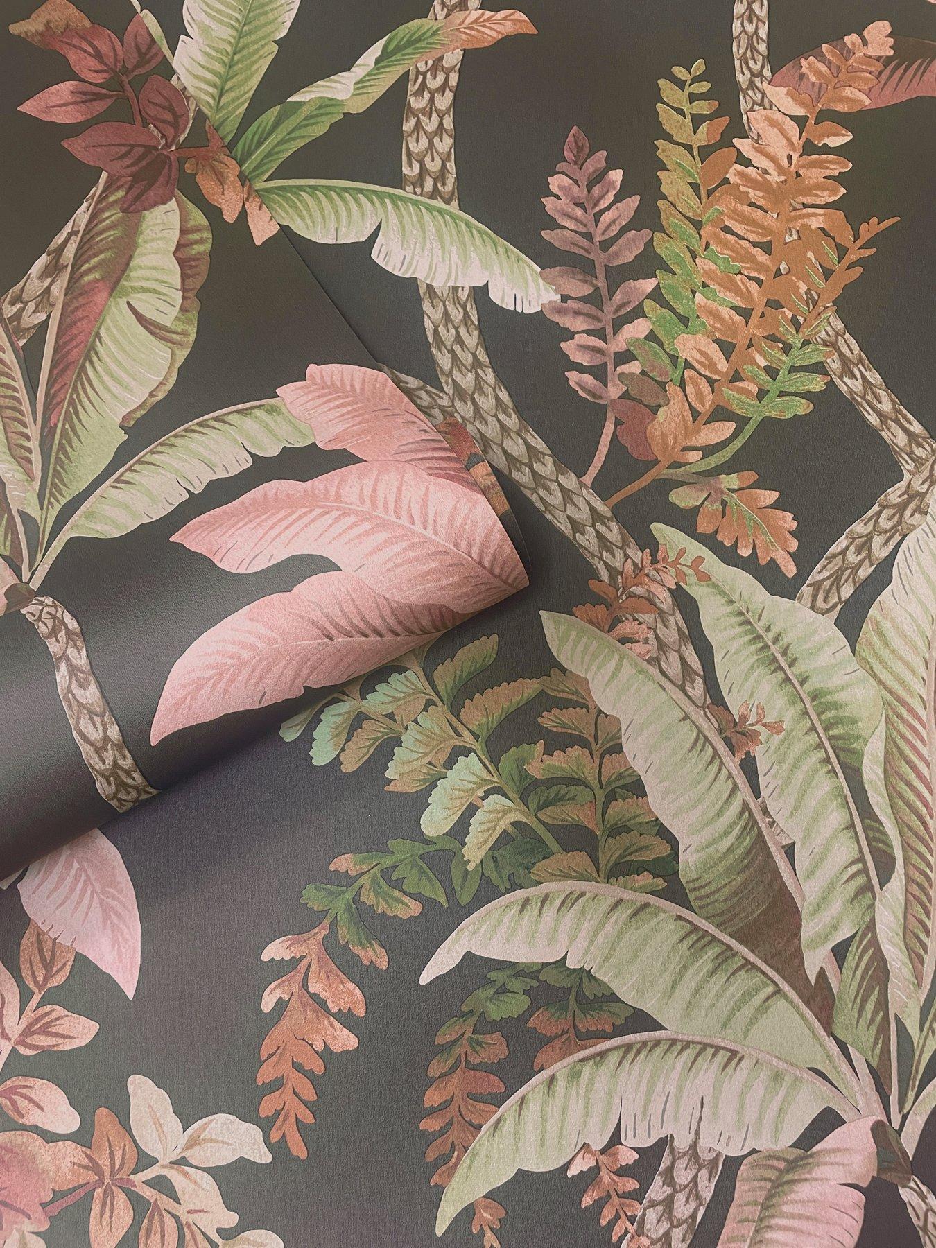 Image 5 of 5 of Holden Decor Trailing Palm Wallpaper in Charcoal