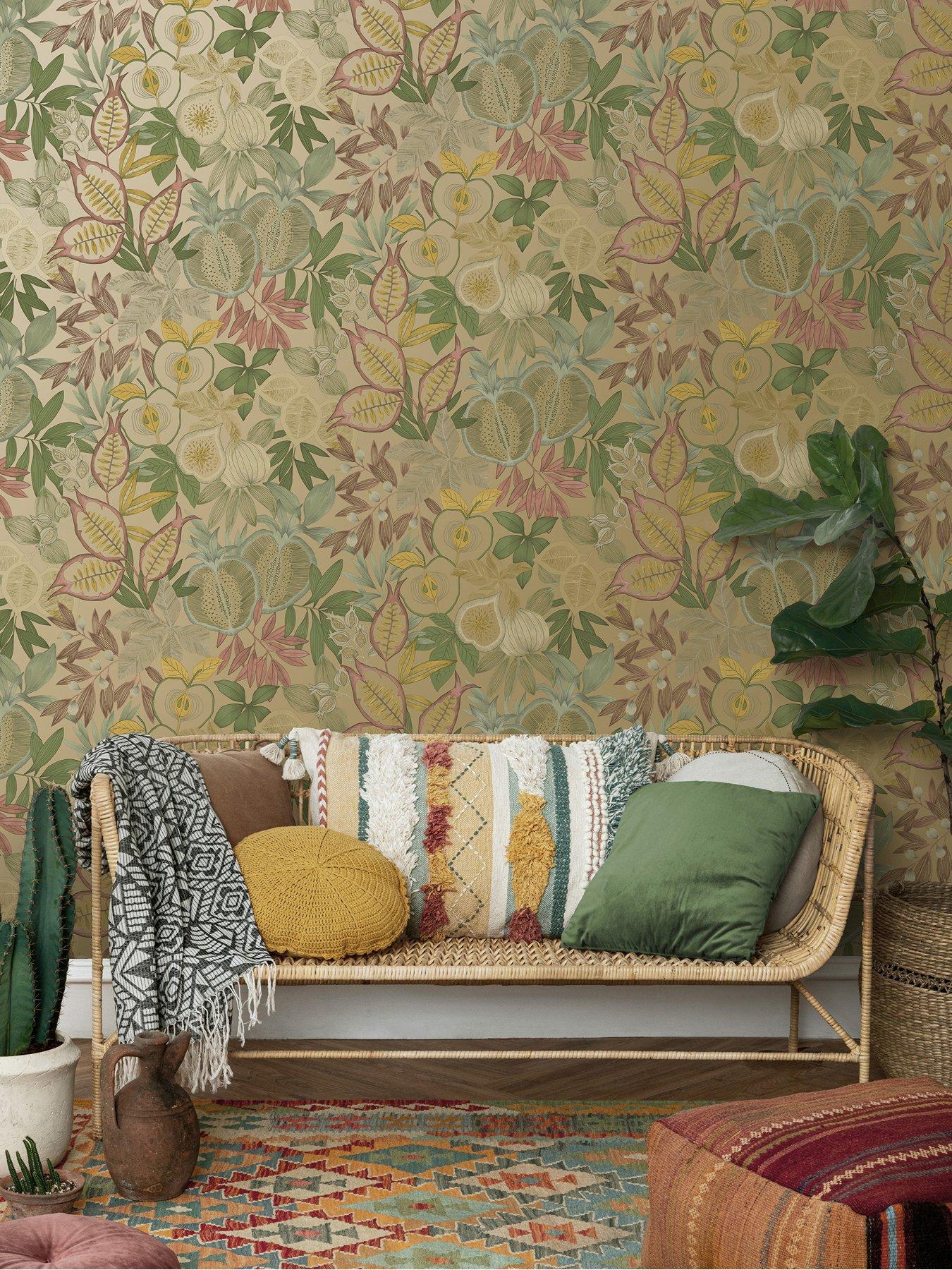 Product photograph of Holden Decor Exotic Fruit Wallpaper Ndash Gold from very.co.uk