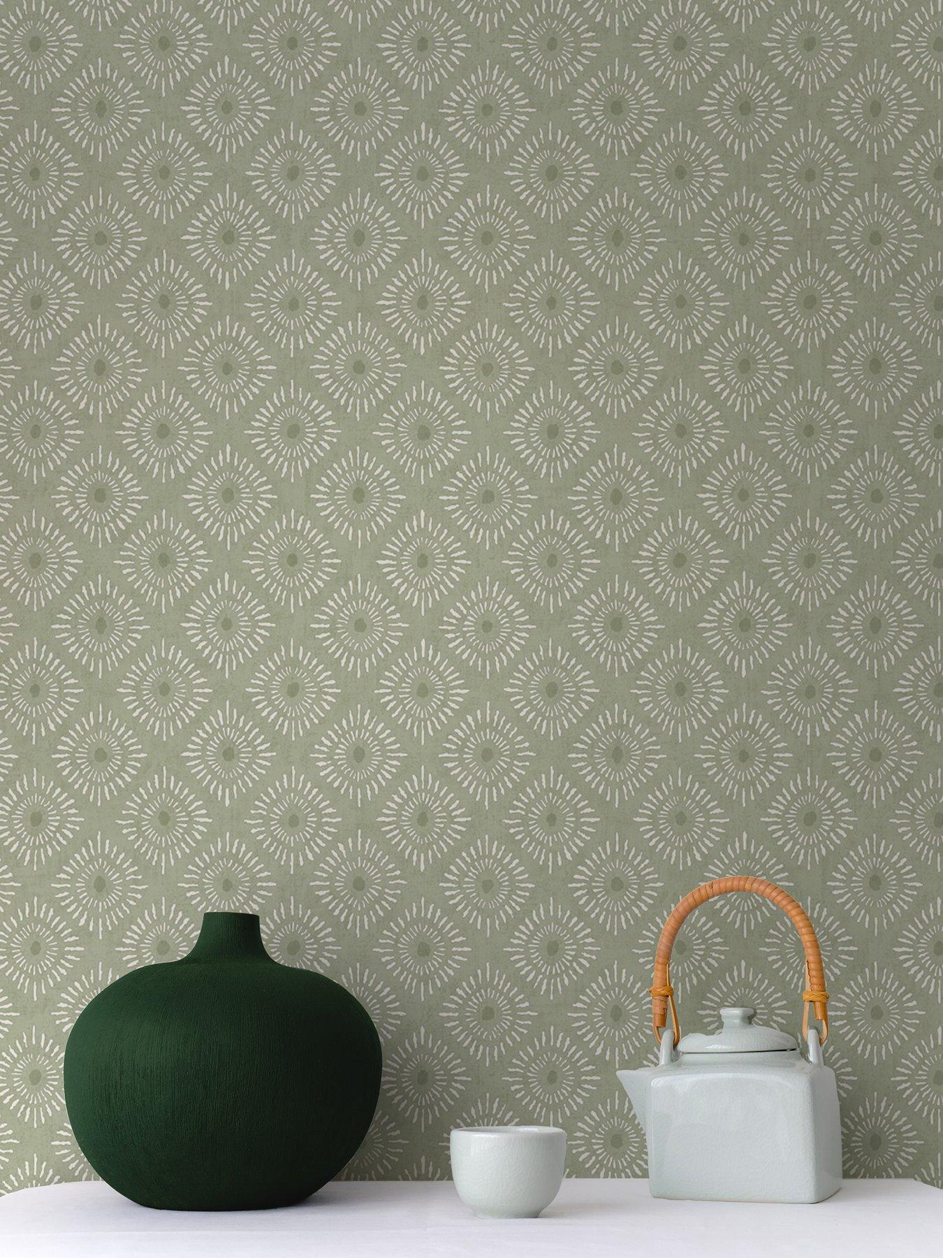 Product photograph of Holden Decor Indian Sunburst Wallpaper - Sage from very.co.uk