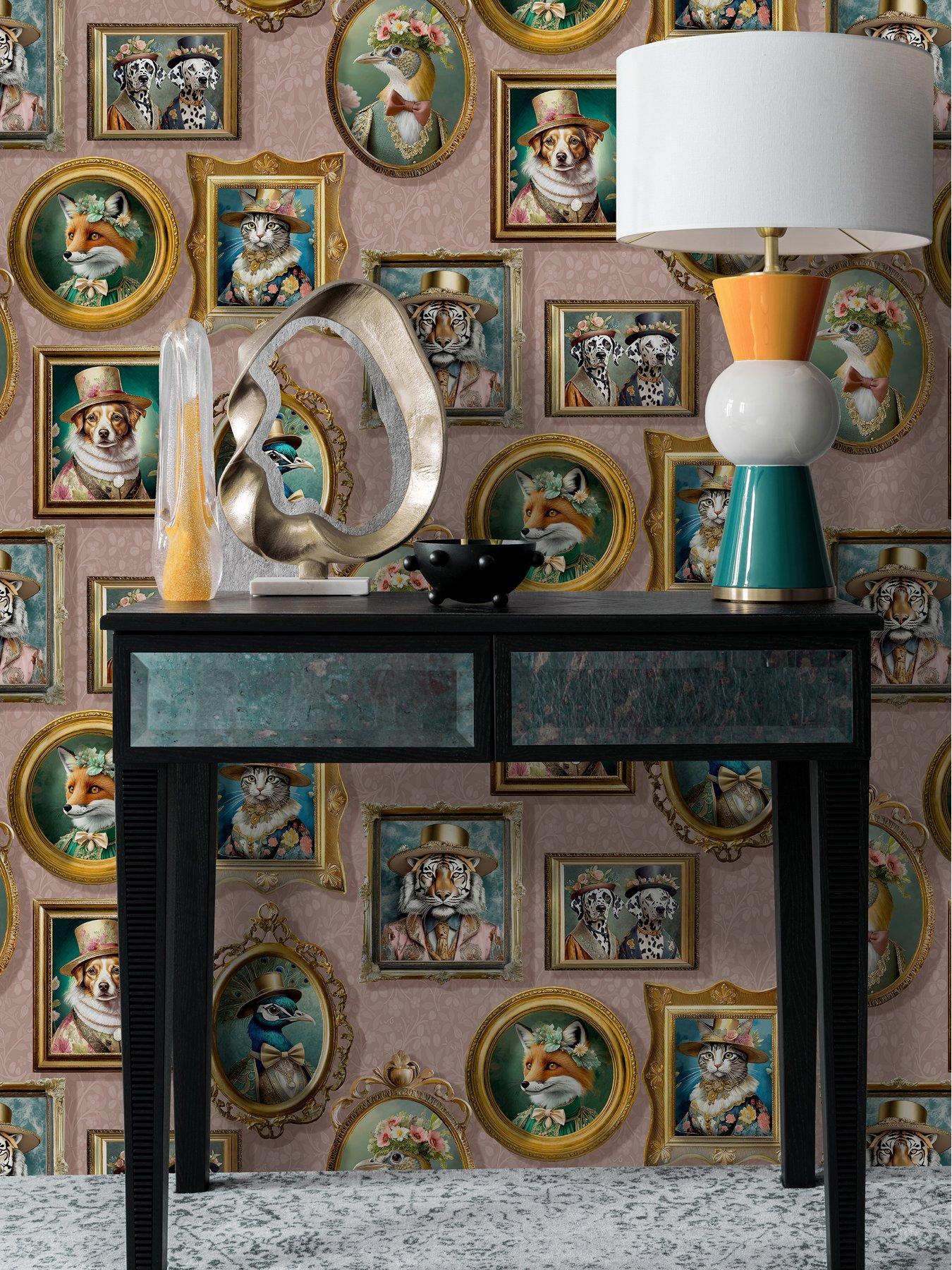 Image 5 of 6 of Holden Decor Regal Beasts Wallpaper - Pink