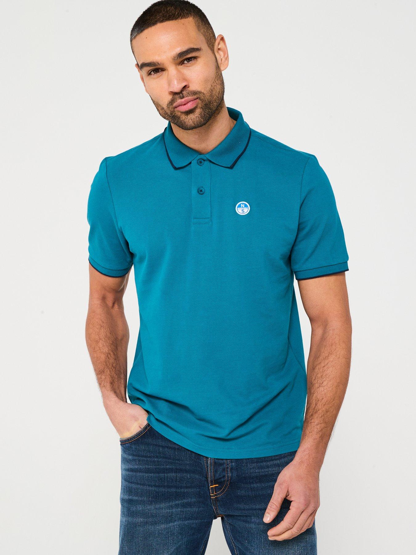 undefined Piping Trim Logo Polo Shirt - Blue
