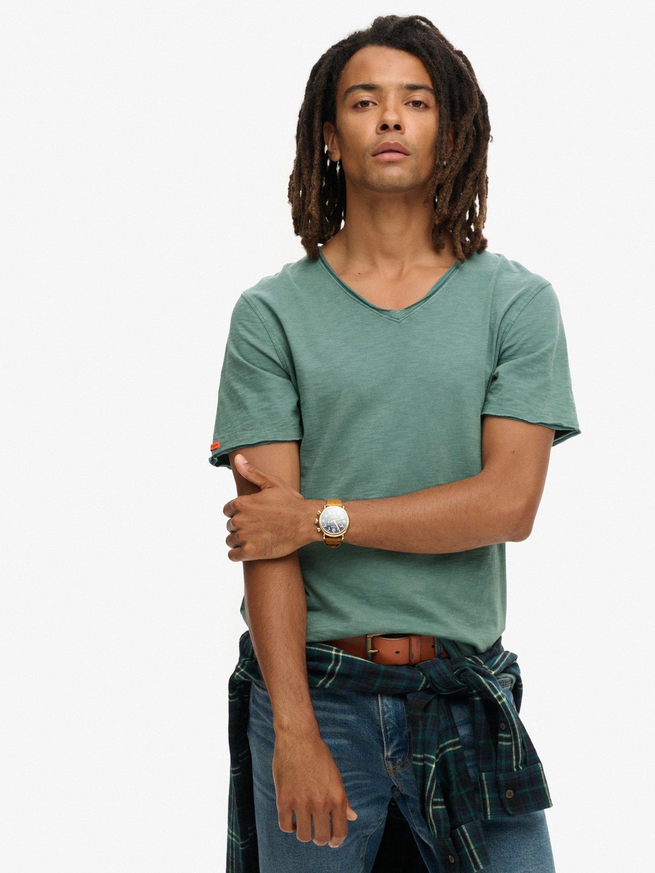 Superdry Studios Raw Edge V Neck T-shirt - Green | Very