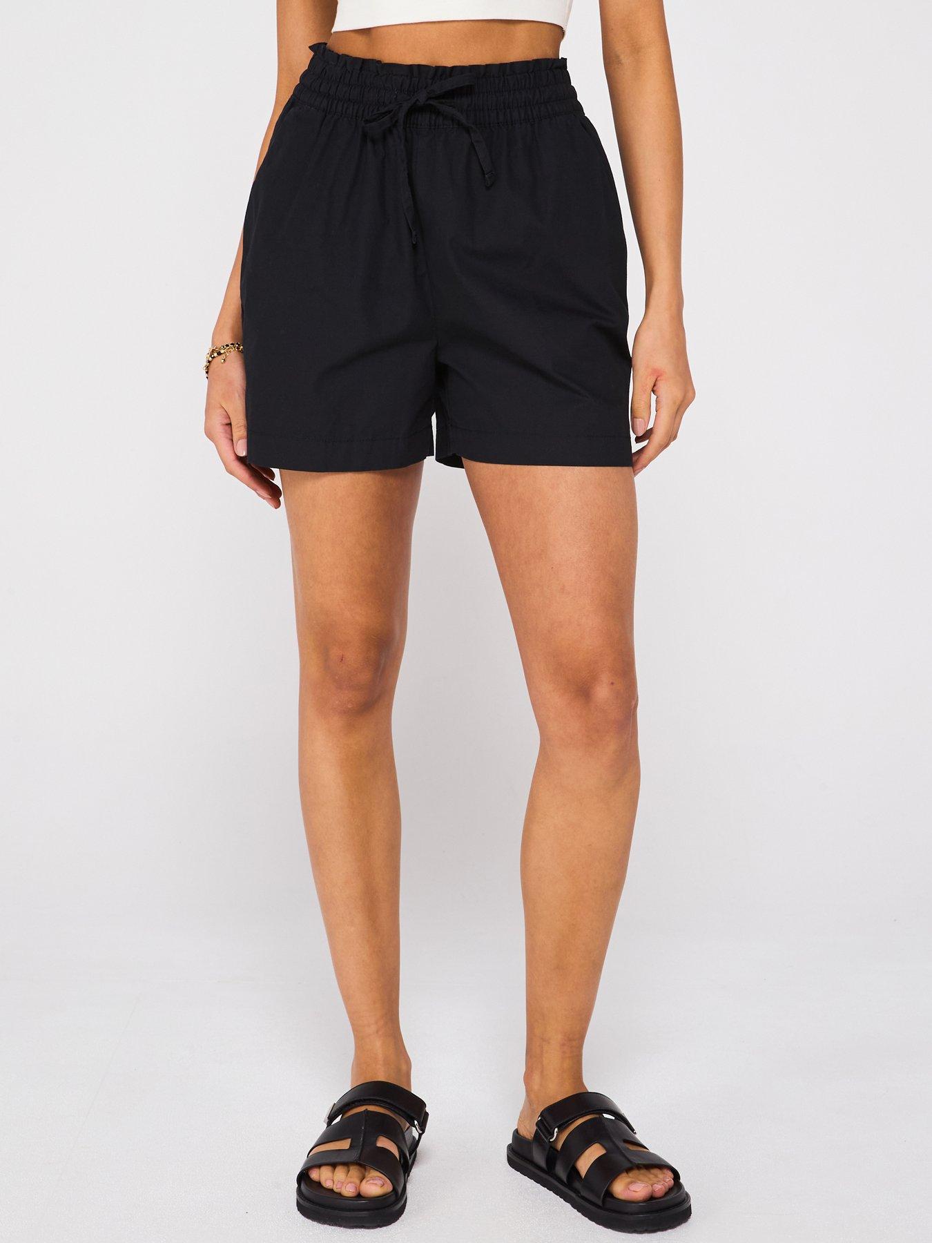 undefined Turn Up Hem Cotton Shorts - Black