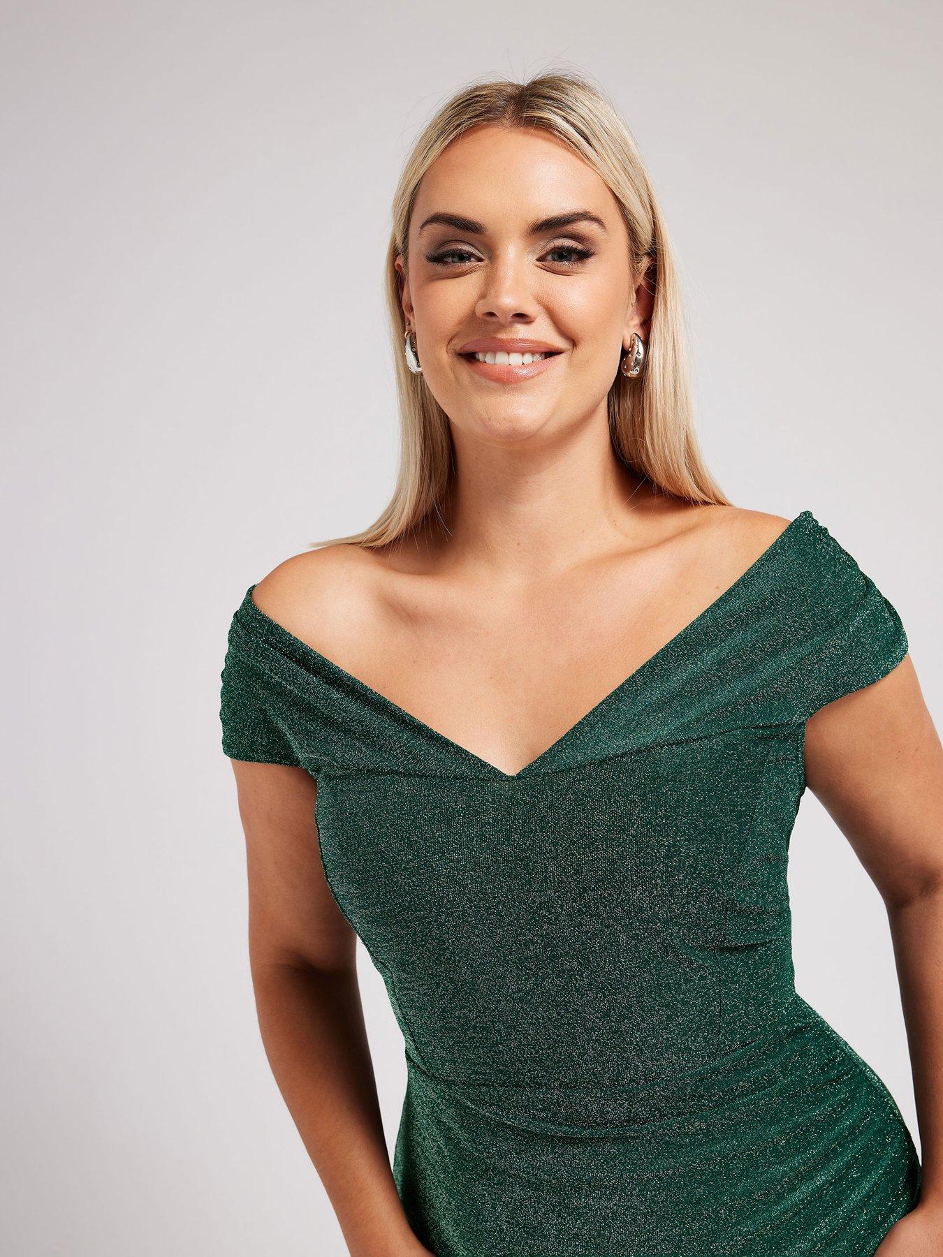 Metallic bardot dress sale