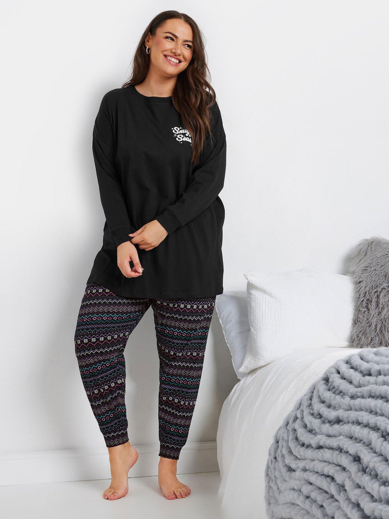 Womens Black Pyjamas Black PJs Sets Very