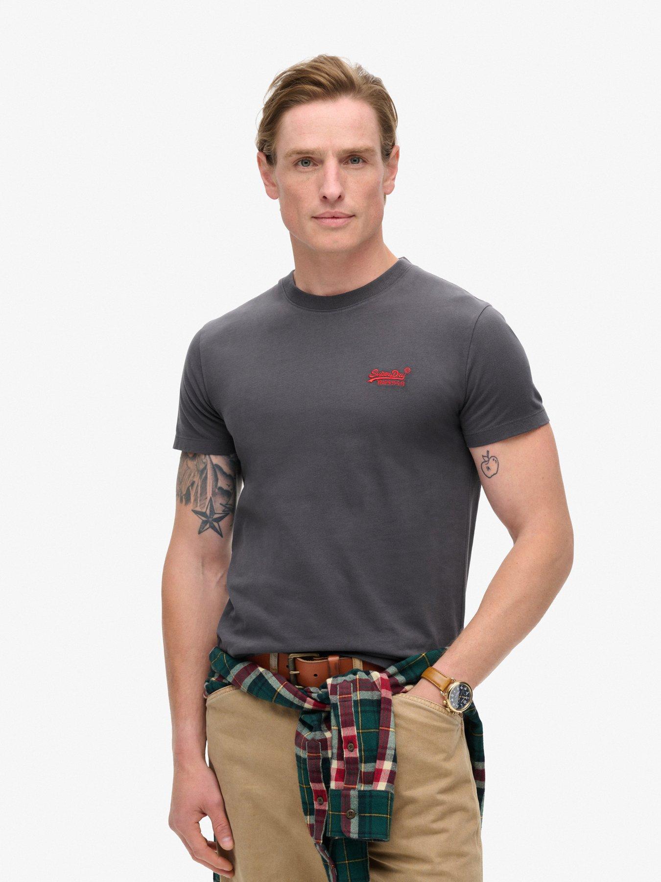 Superdry Essential Logo T-shirt - Dark Grey, Dark Grey, Size L, Men