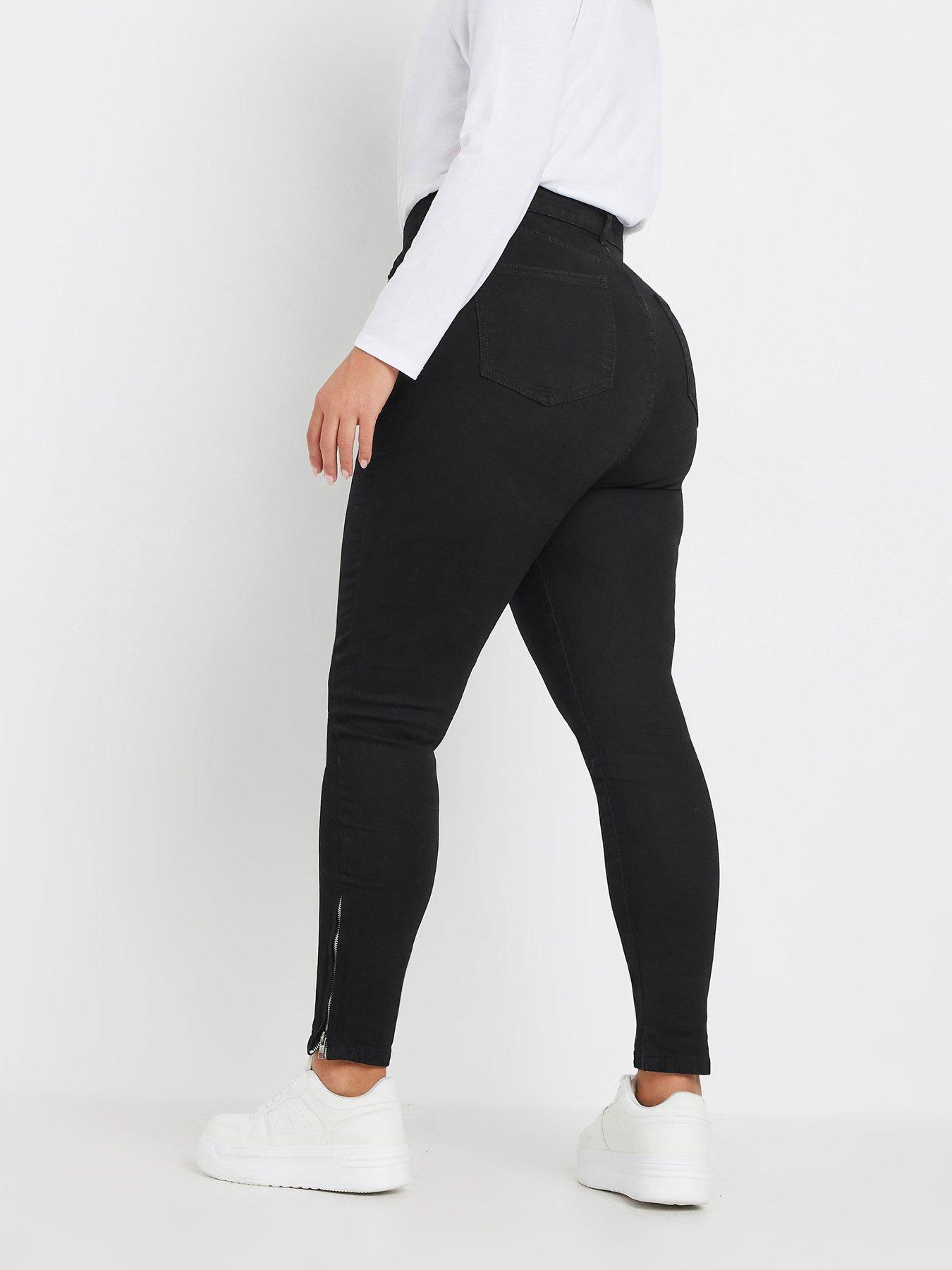Image 2 of 4 of Yours Curve Ava Jeans With Zip Hem - Black