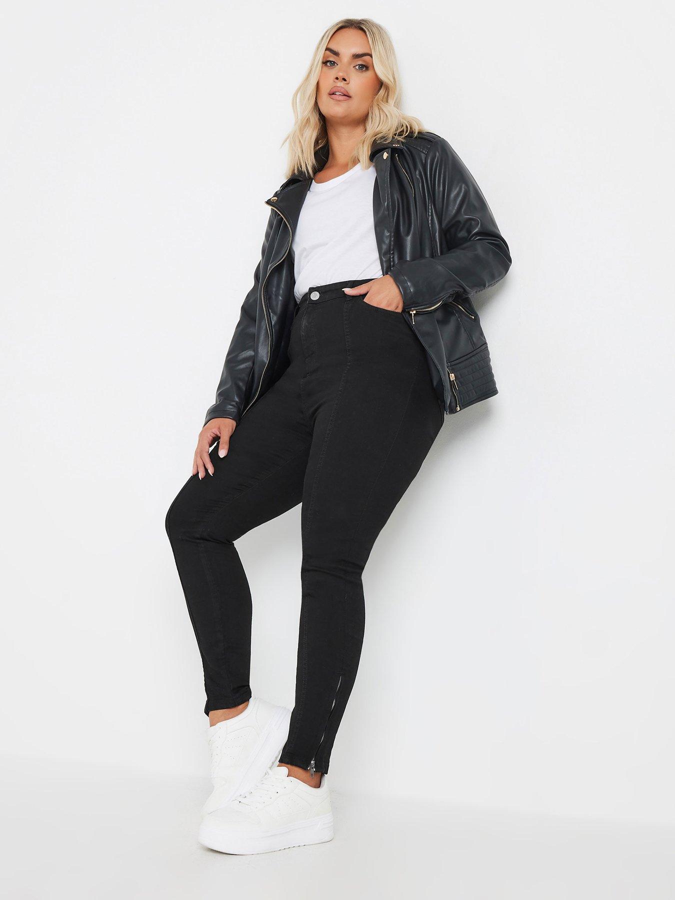 Image 3 of 4 of Yours Curve Ava Jeans With Zip Hem - Black