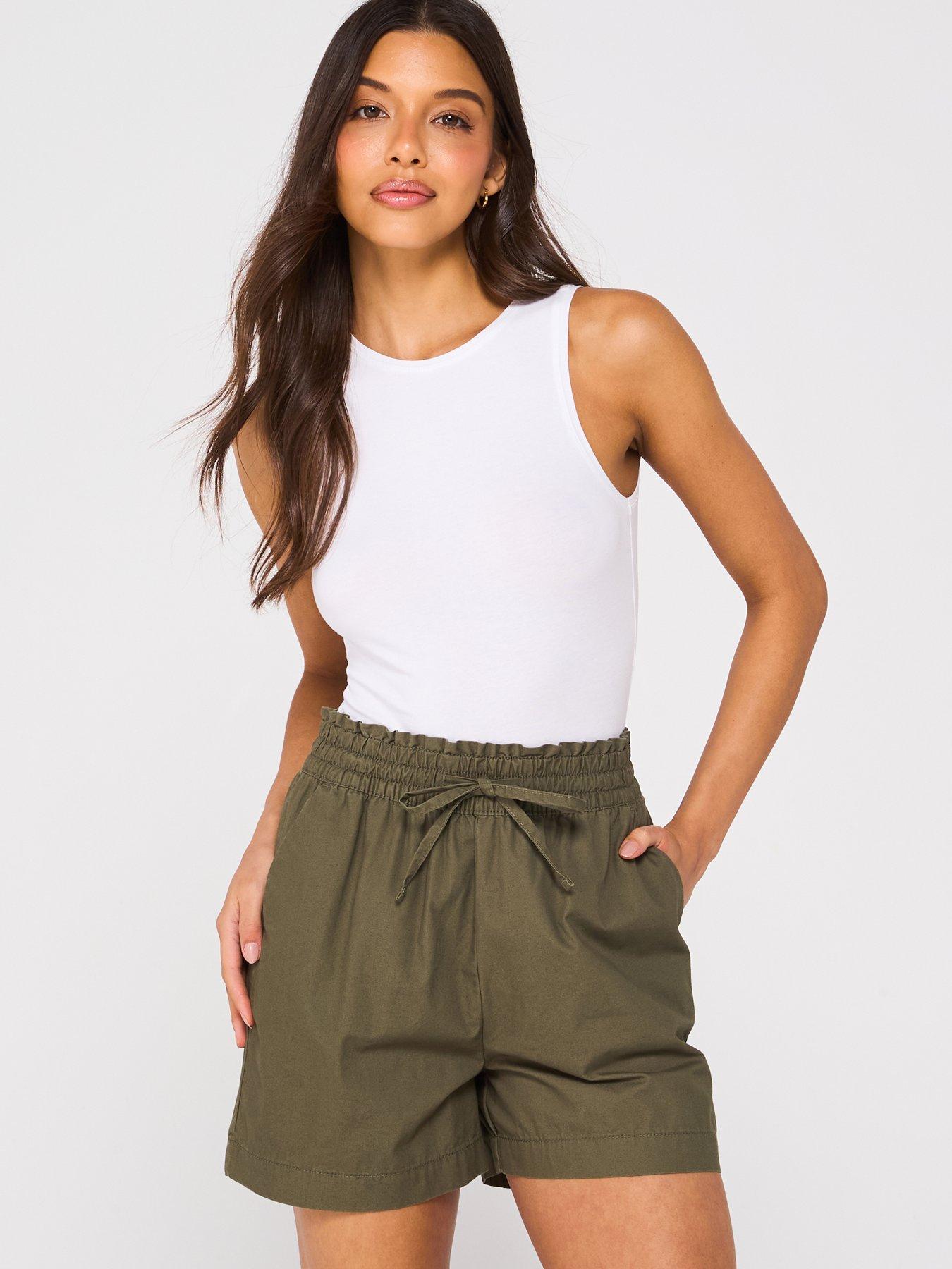 Image 5 of 6 of V by Very Turn Up Hem Cotton Shorts - Khaki