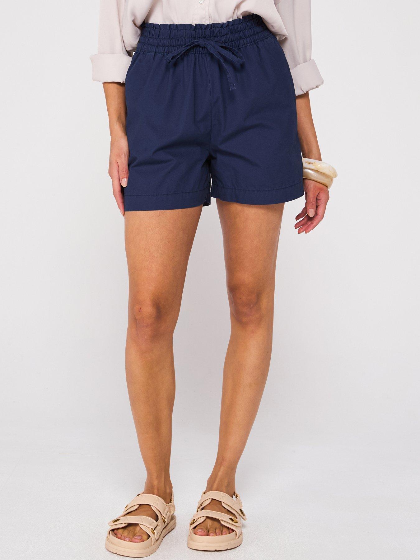 undefined Turn Up Hem Cotton Shorts - Navy