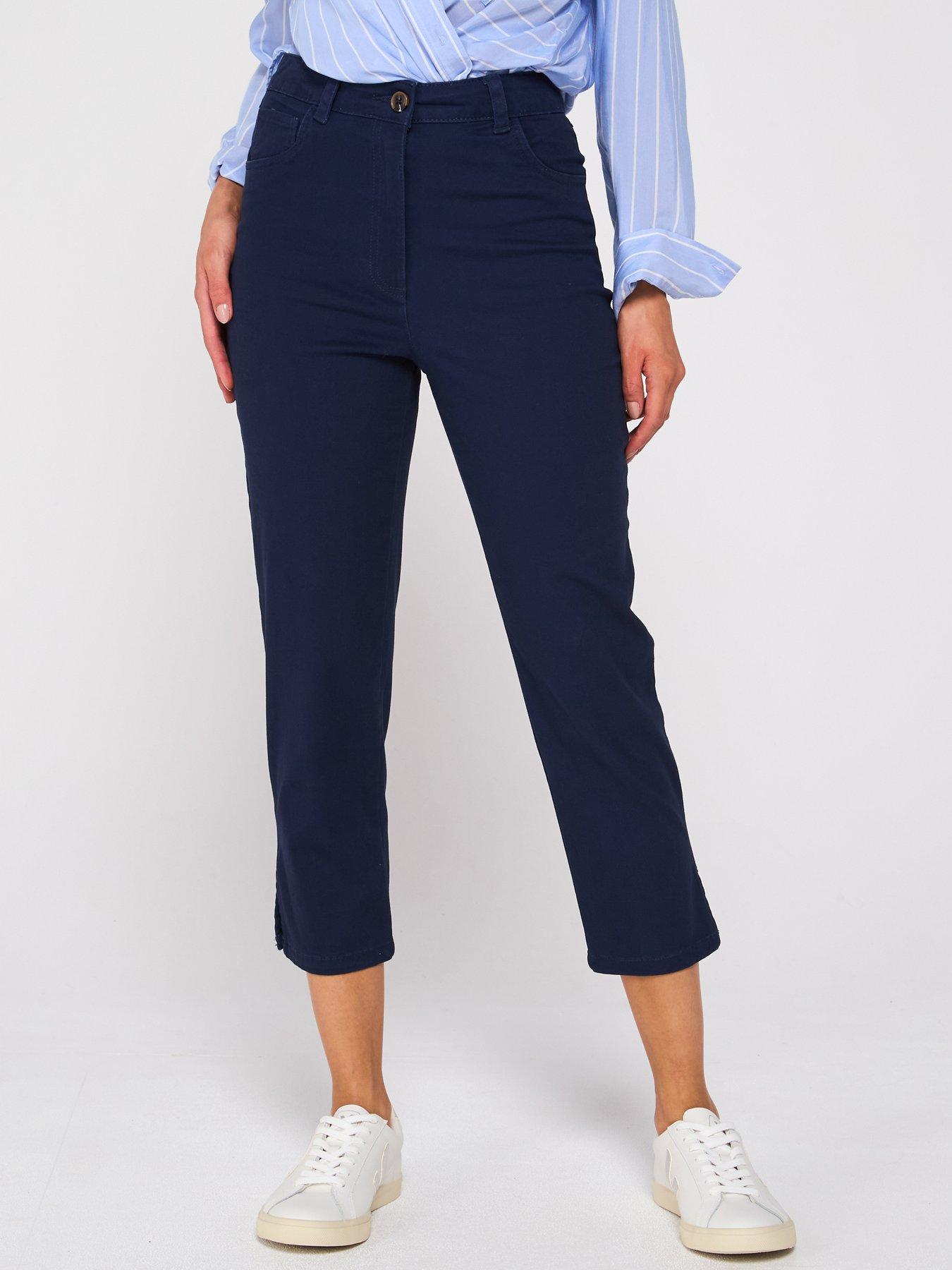 Image 1 of 6 of V by Very Skinny Capri Trousers - Navy