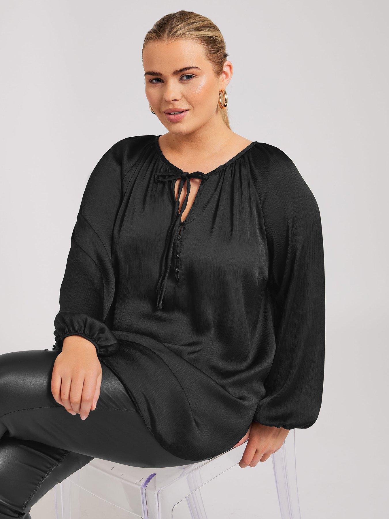 undefined Curve Button Blouse - Black