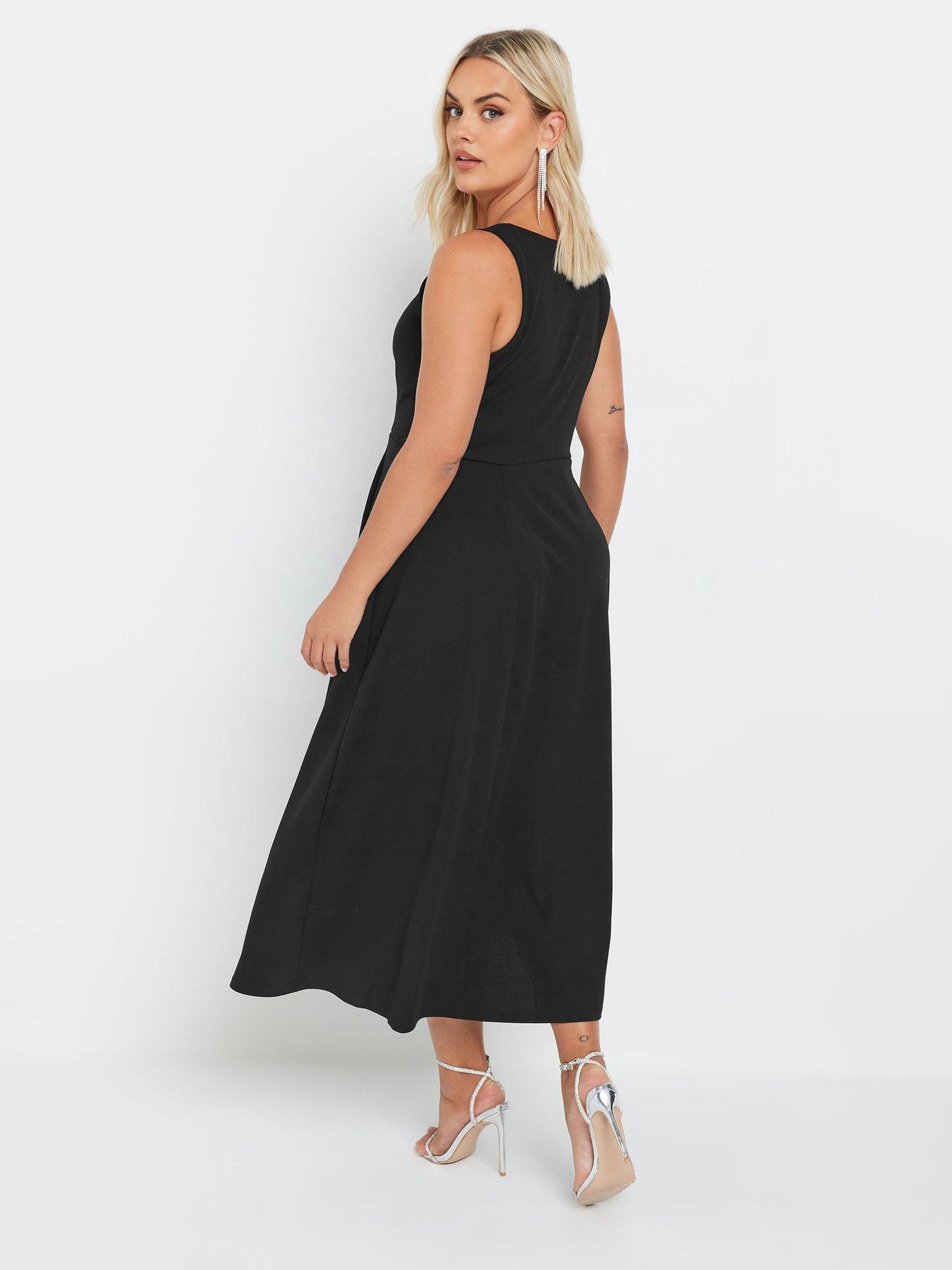Yours Curve Pinafore Square Neck Midaxi Dress Black Very