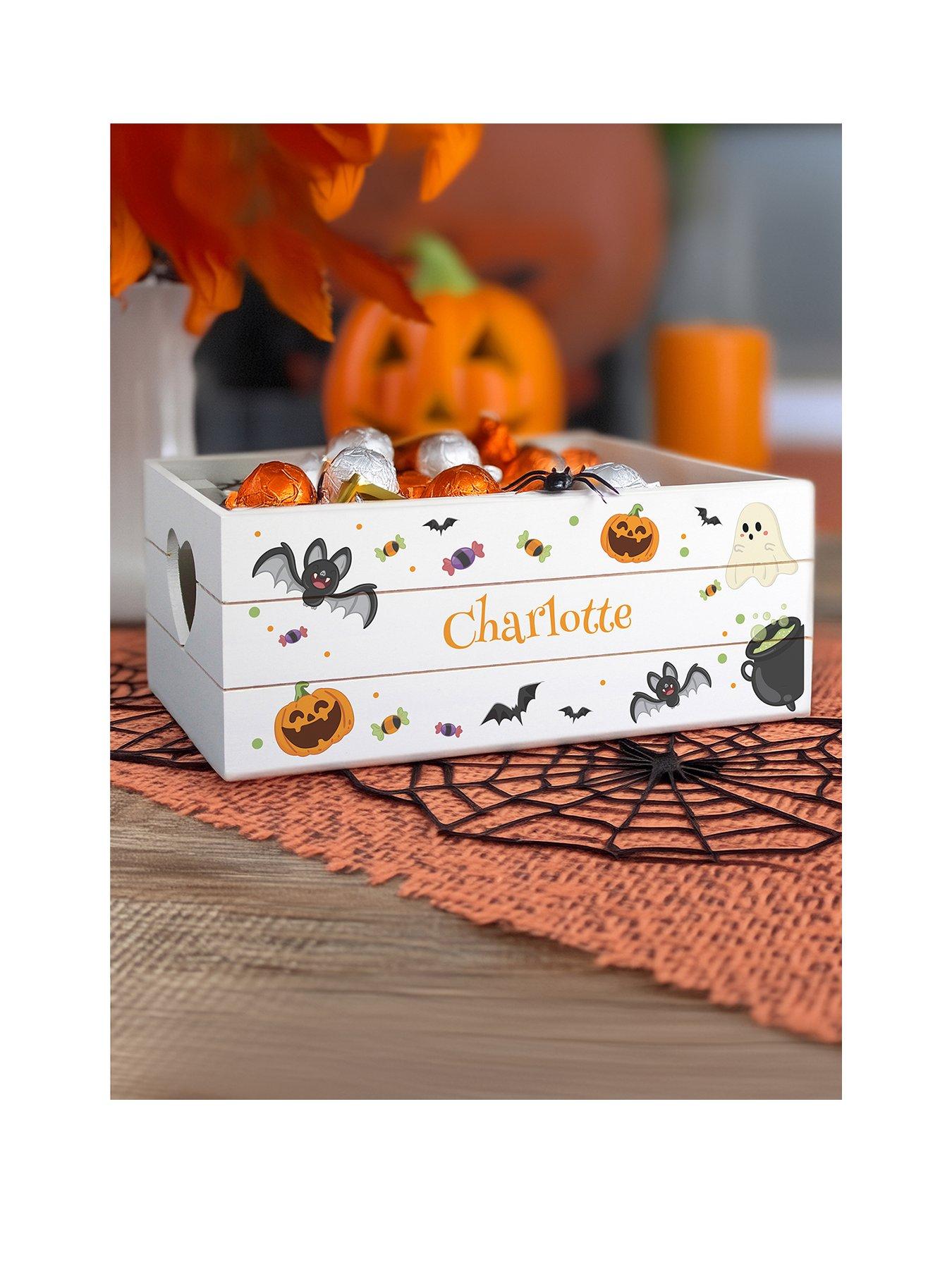 undefined Personalised Halloween Small Wooden Treats Crate