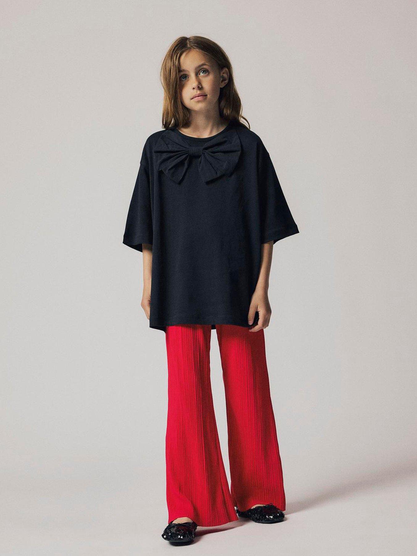 name it girls large bow oversized tshirt - black