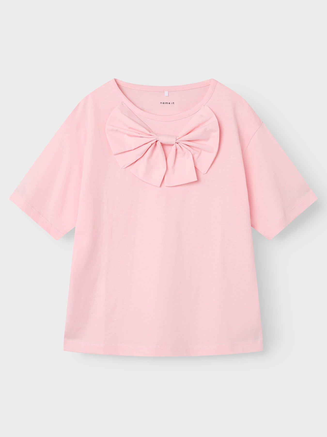 name it girls large bow oversized tshirt - black