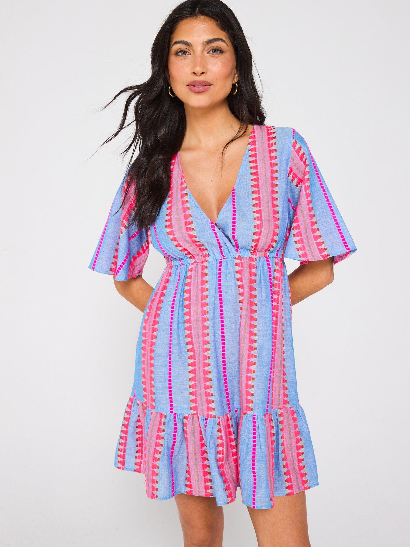 undefined Jacquard Stripe Beach Mini Dress