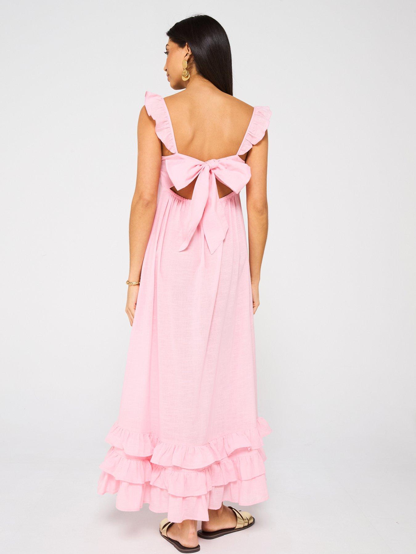 very beach dresses Berlook Linen Criss-Cross Back Maxi Dress