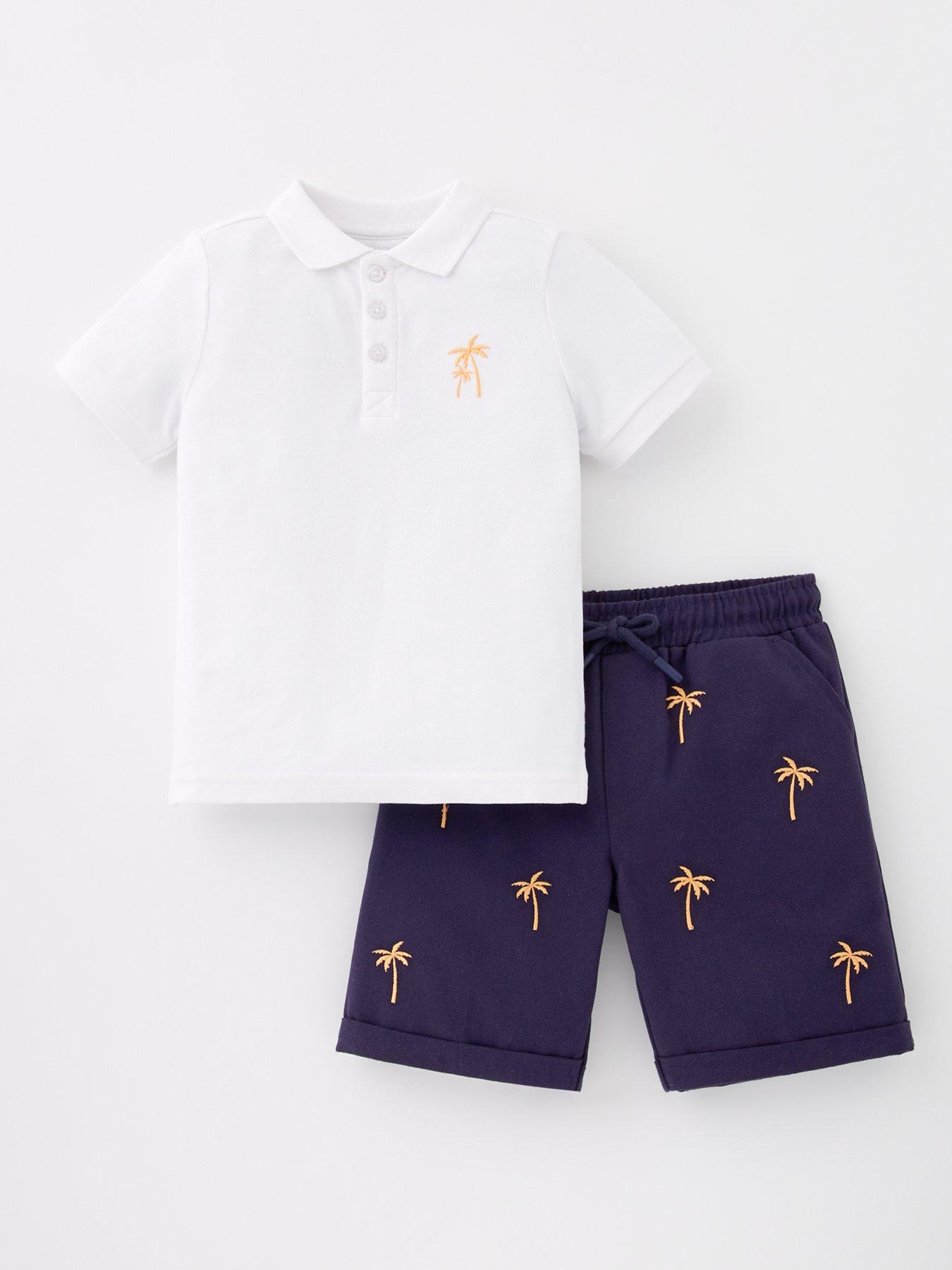 Image 1 of 5 of Mini V by Very Boys Short Sleeve Polo And Embroidered Short Set - Multi